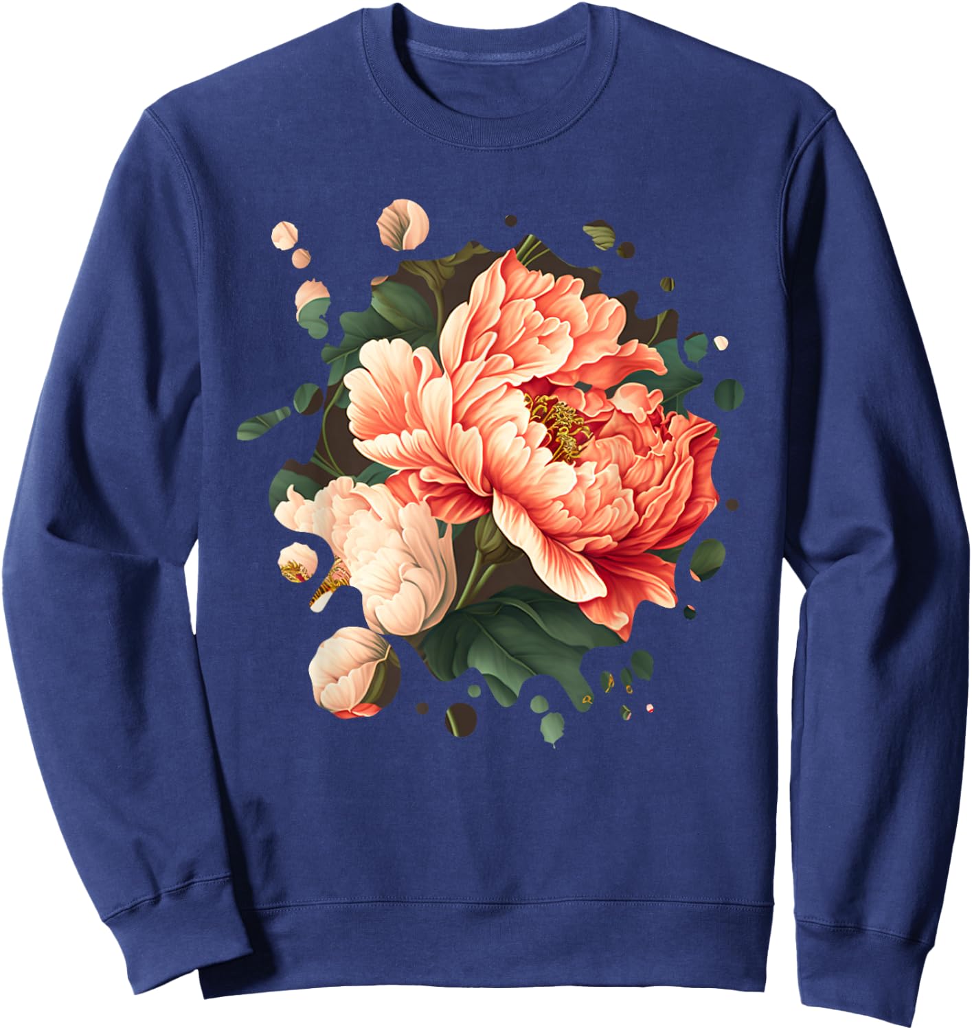 Vintage Peony Inspired Flower Plant Lover Funny gardening Sweatshirt - Sweatshirt | Navy