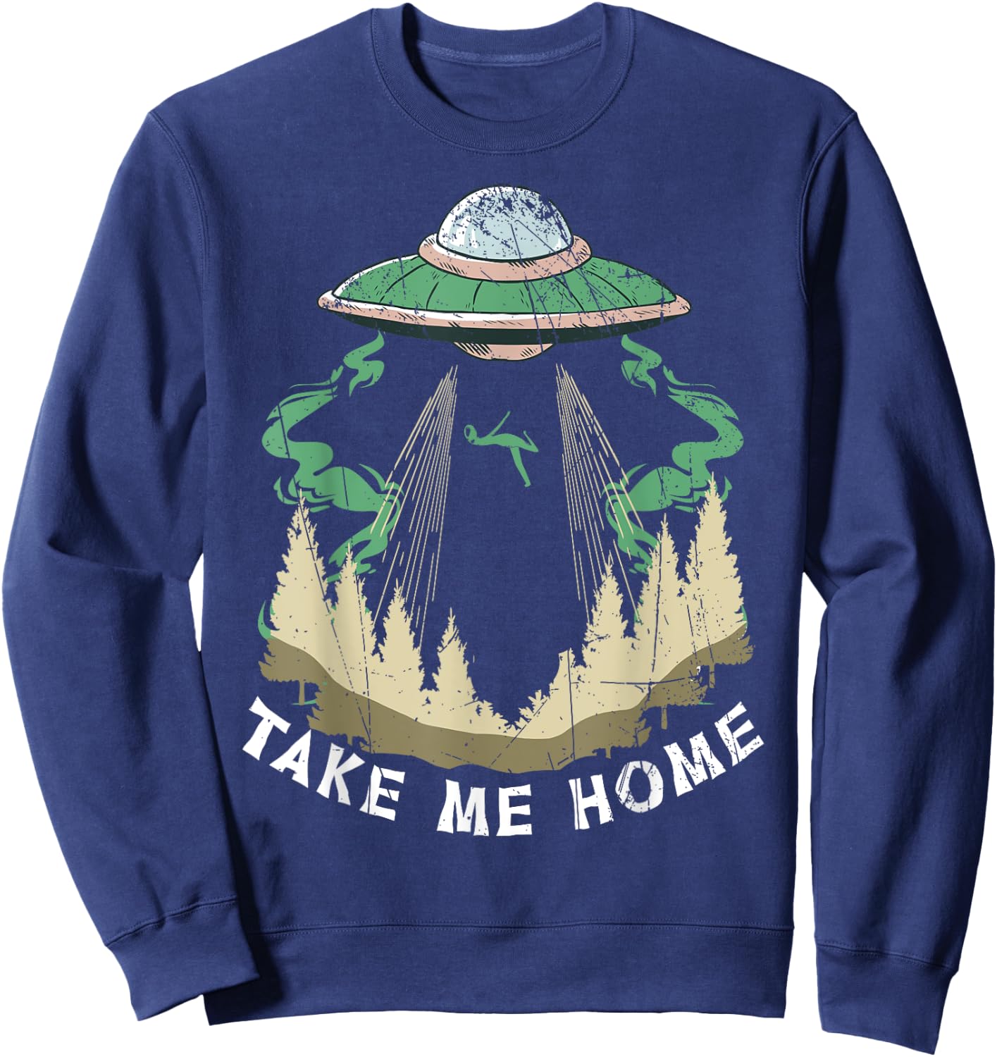 Space Alien Ufo Alien Head Tie Dye Peace Sweatshirt - Sweatshirt | Navy