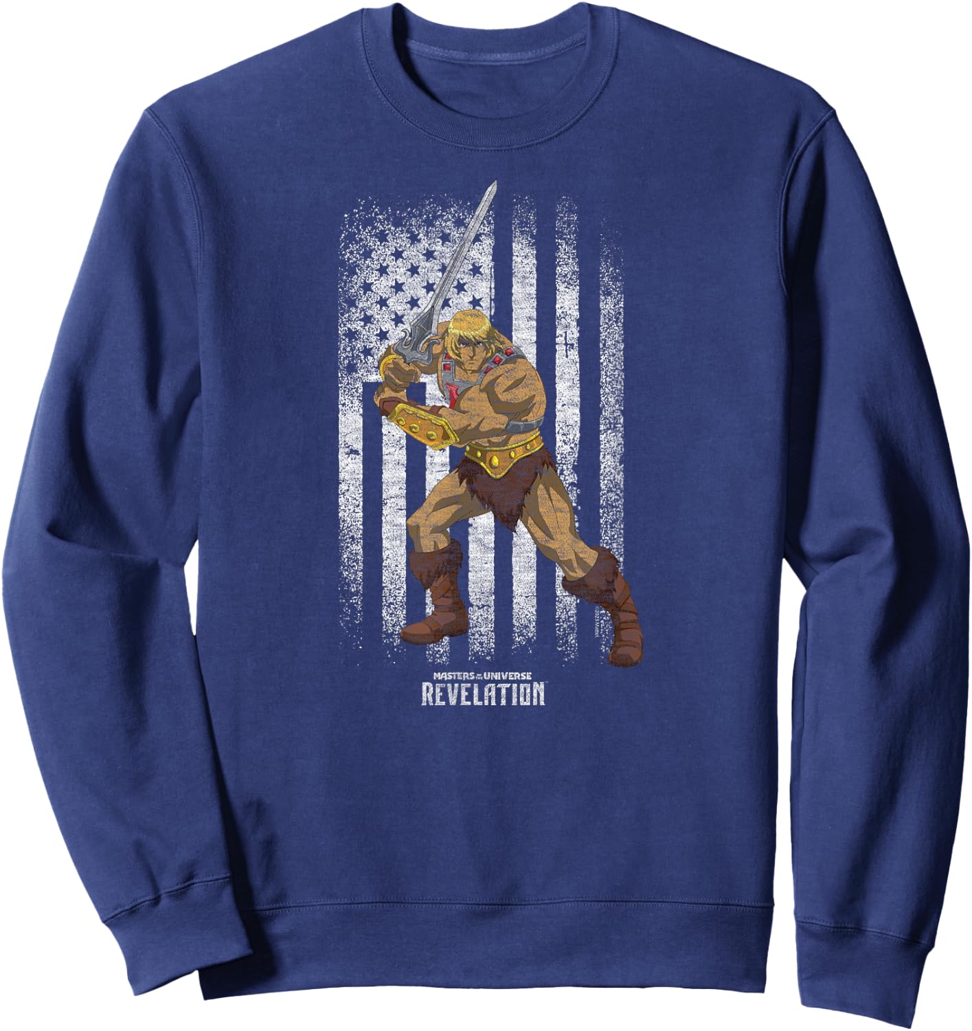 Masters of The Universe - He-Man Distressed Flag Sweatshirt - Sweatshirt | Navy