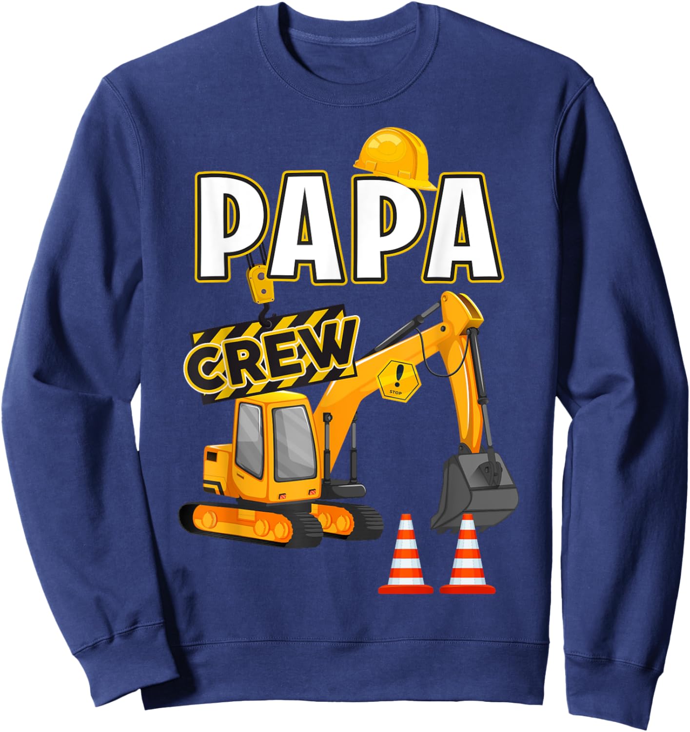Papa of The Birthday Crew Construction B-Day Matching Family Sweatshirt - Sweatshirt | Navy