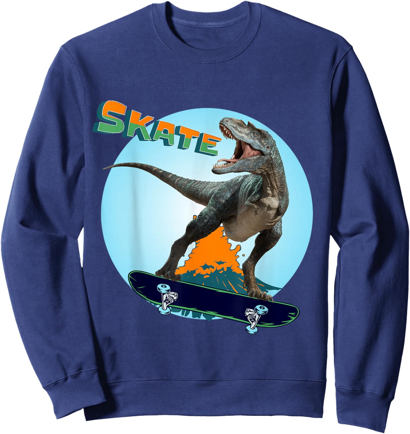 Cool Boys Skateboarding T Rex Dinosaur Skateboard Skate Sweatshirt - Sweatshirt | Navy