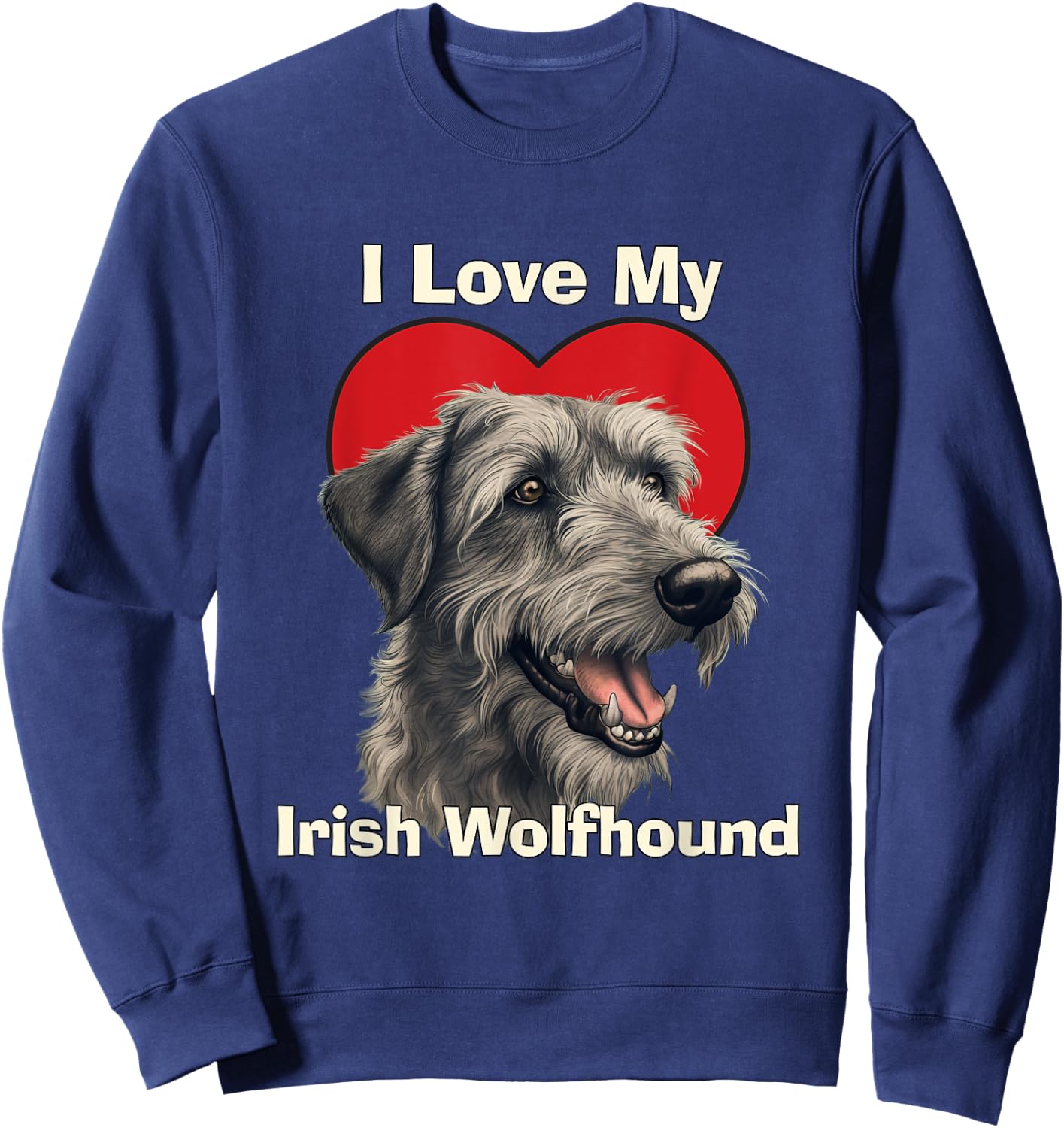 I Love My Irish Wolfhound Puppy Dog Men Women Kids Sweatshirt - Sweatshirt | Navy