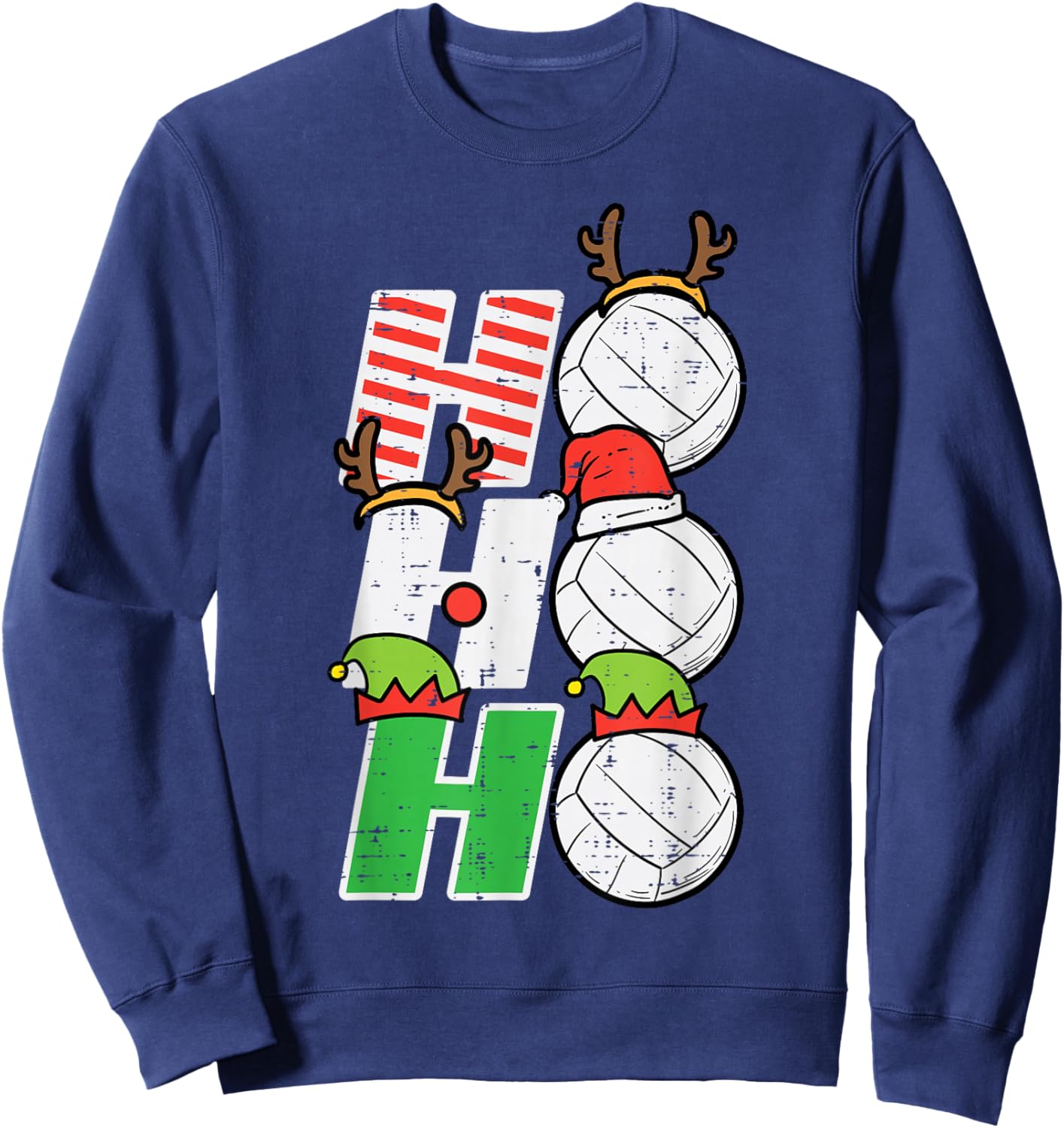 Christmas Volleyball Ho Ho Ho Xmas Sports Men Women Kids Sweatshirt - Sweatshirt | Navy