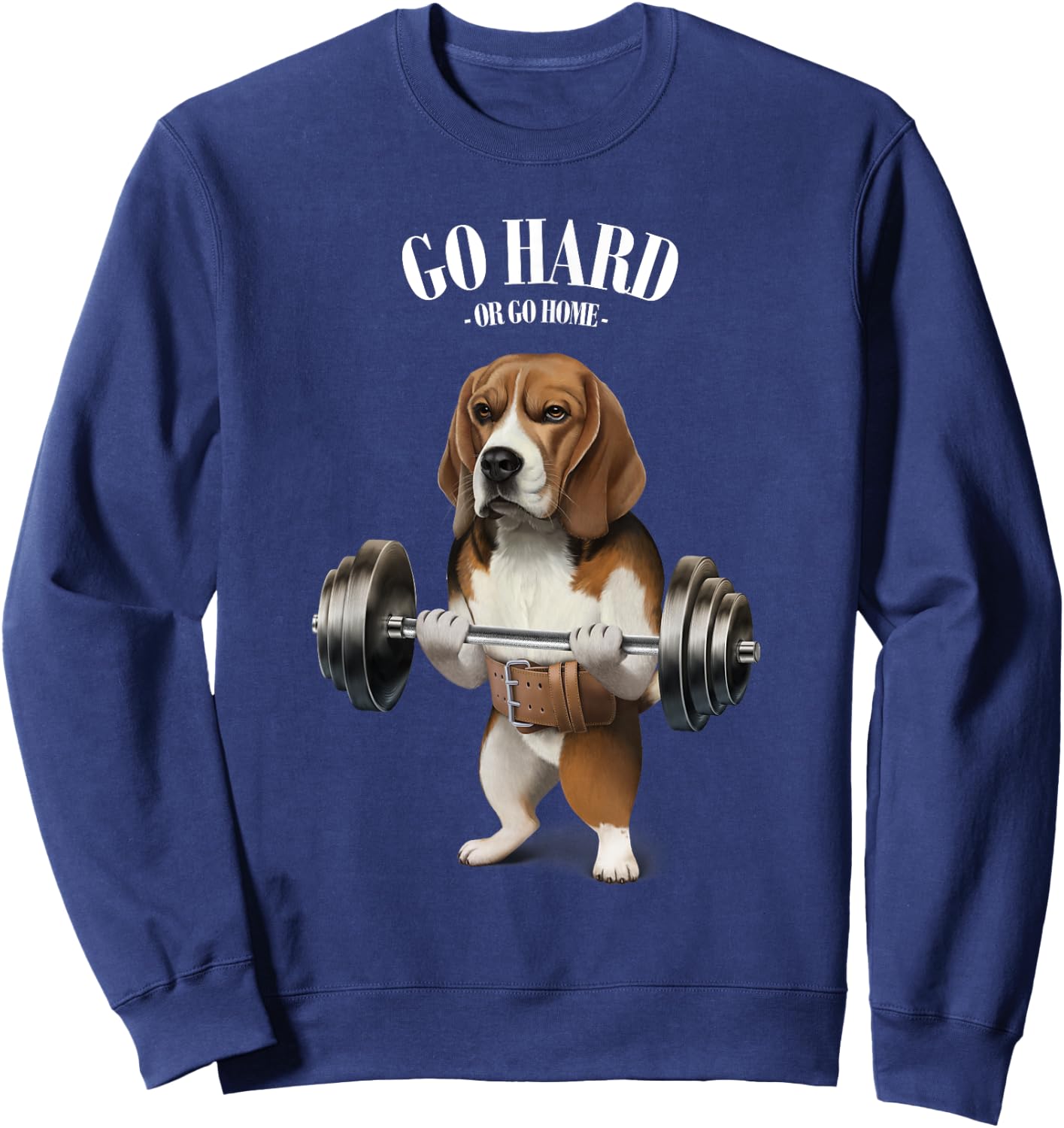 Beagle Dog Weightlifting in Fitness Gym Sweatshirt - Sweatshirt | Navy