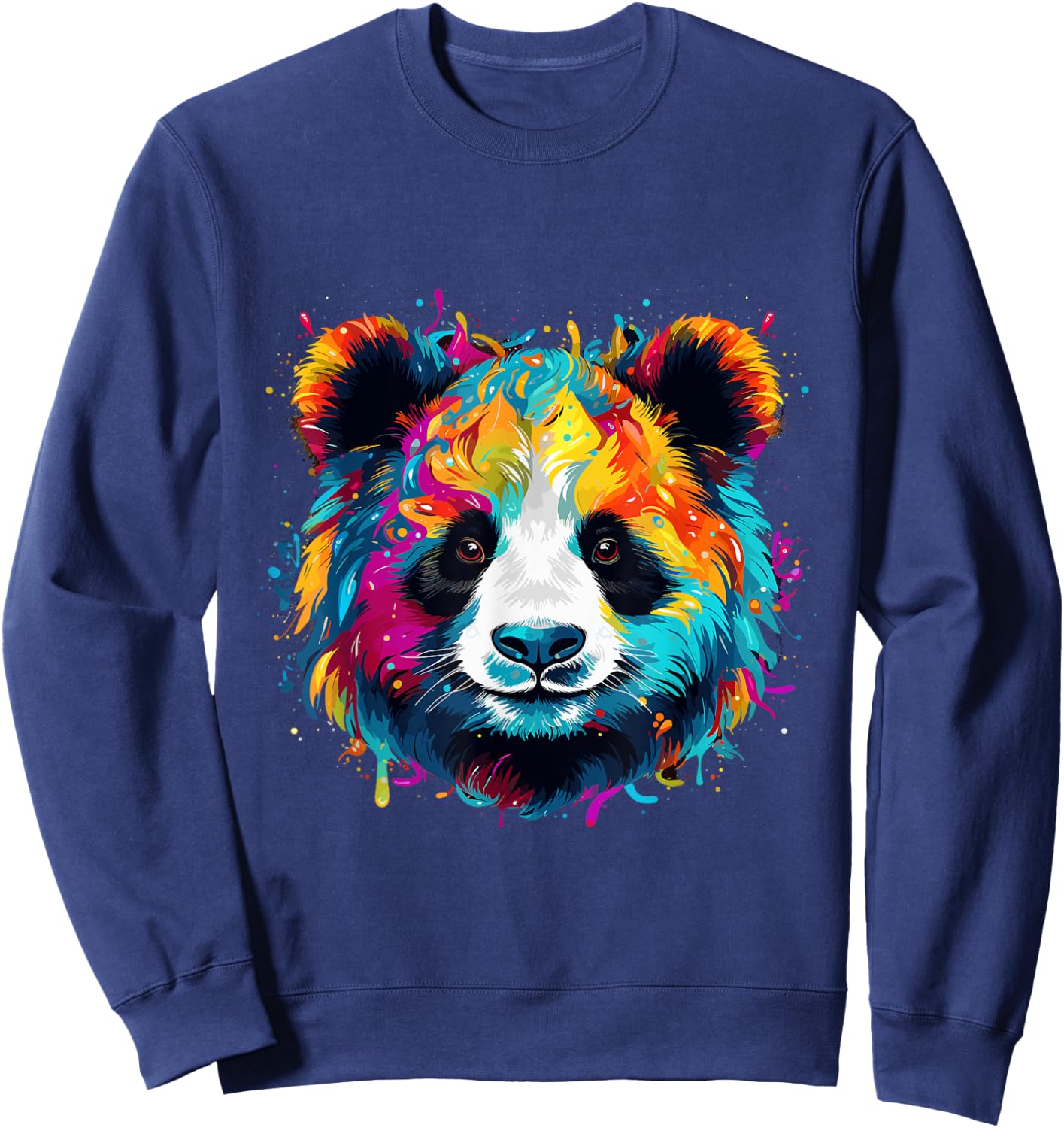 Rainbow Panda Head Brilliant Unleashed Cute Panda Sweatshirt - Sweatshirt | Navy
