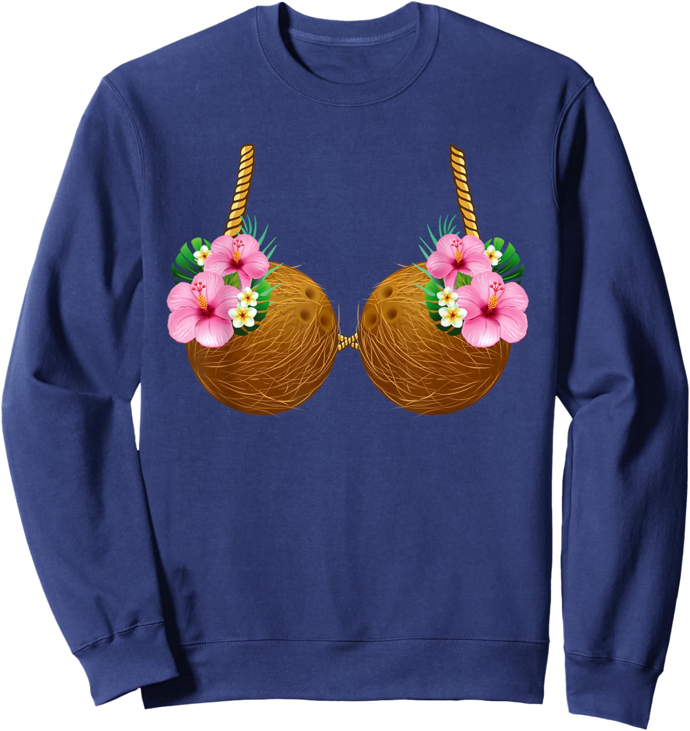Coconut Bra Hawaiian Tropical Costume Luau Party Hawaii Sweatshirt - Sweatshirt | Navy