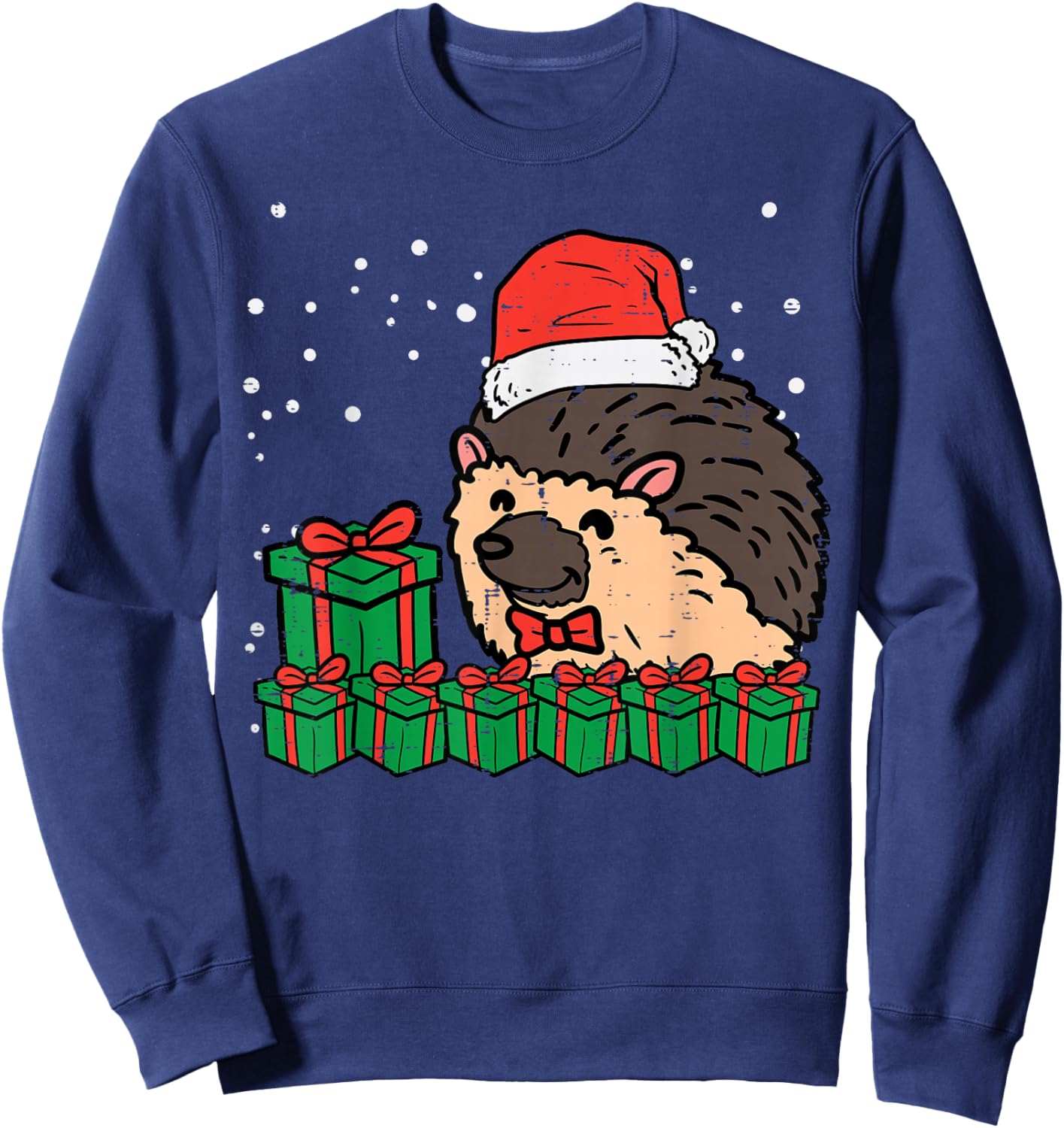 Christmas Hedgehog Santa Cute Xmas Porcupine Men Women Kids Sweatshirt - Sweatshirt | Navy
