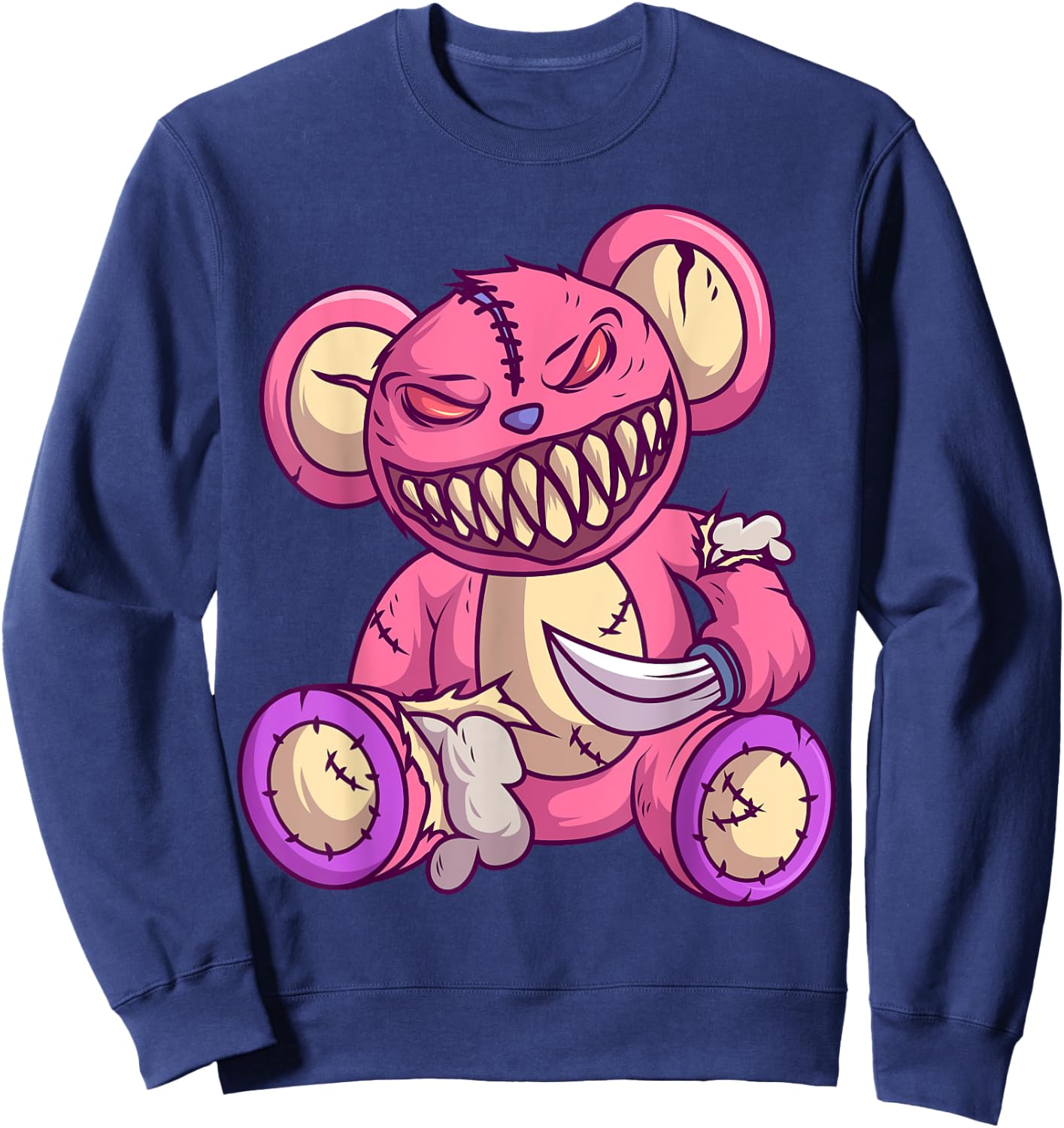 Kawaii Pastel Goth Teddy Bear Gothic Occult Voodoo Halloween Sweatshirt - Sweatshirt | Navy
