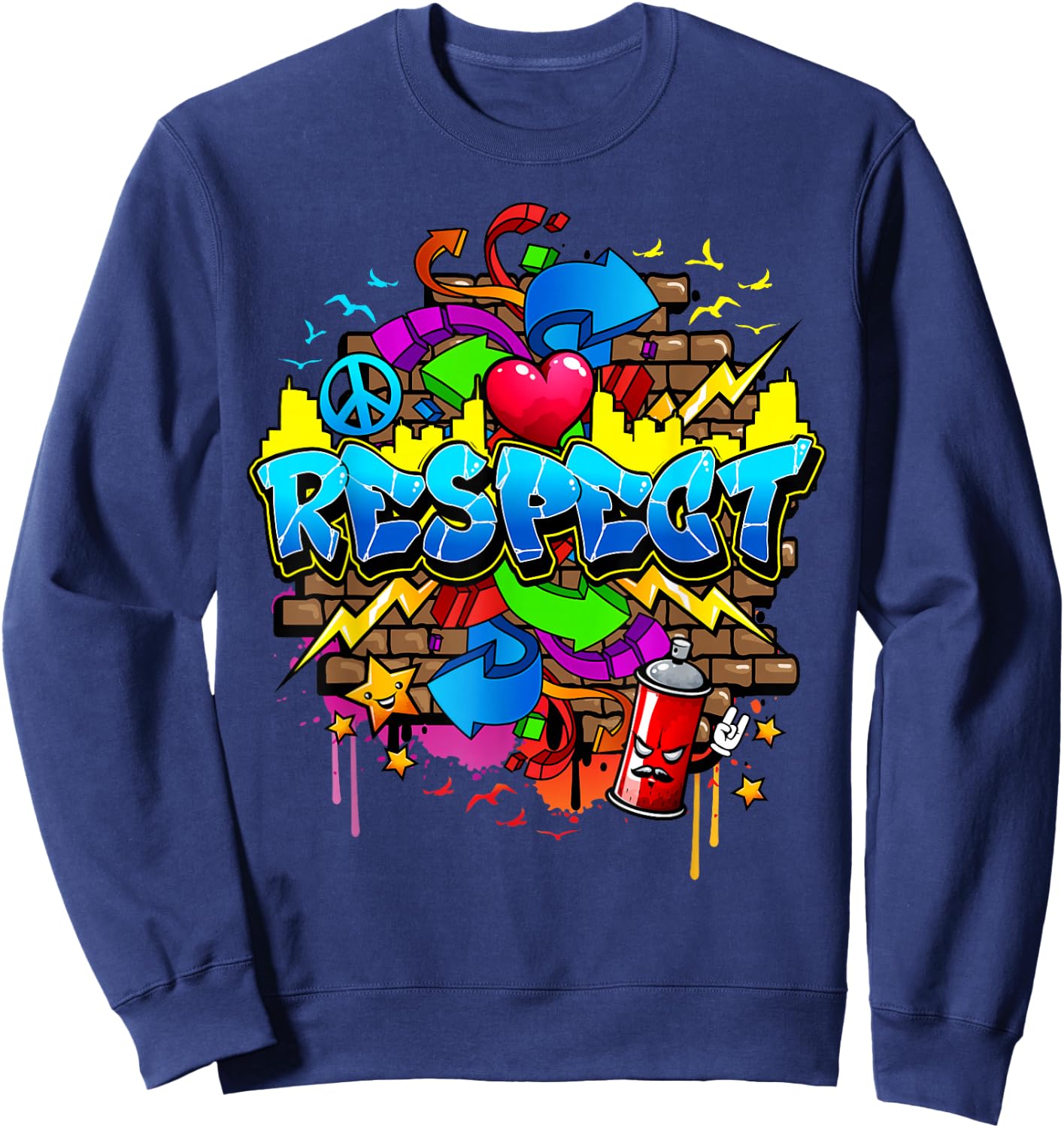 Urban - Respect Graffiti Graphic Sweatshirt - Sweatshirt | Navy