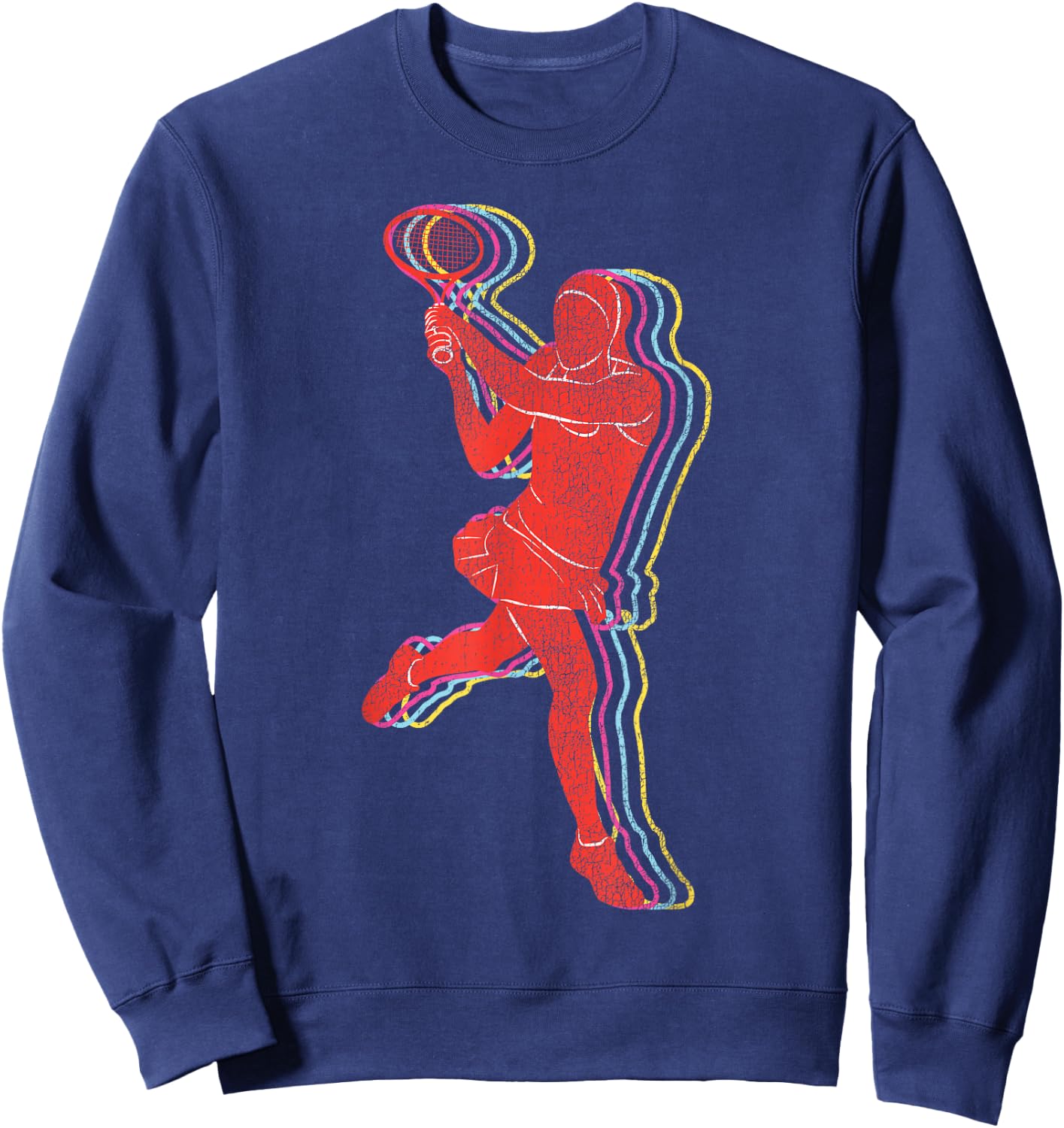 Funny Tennis Player Racket Retro Vintage Sweatshirt - Sweatshirt | Navy