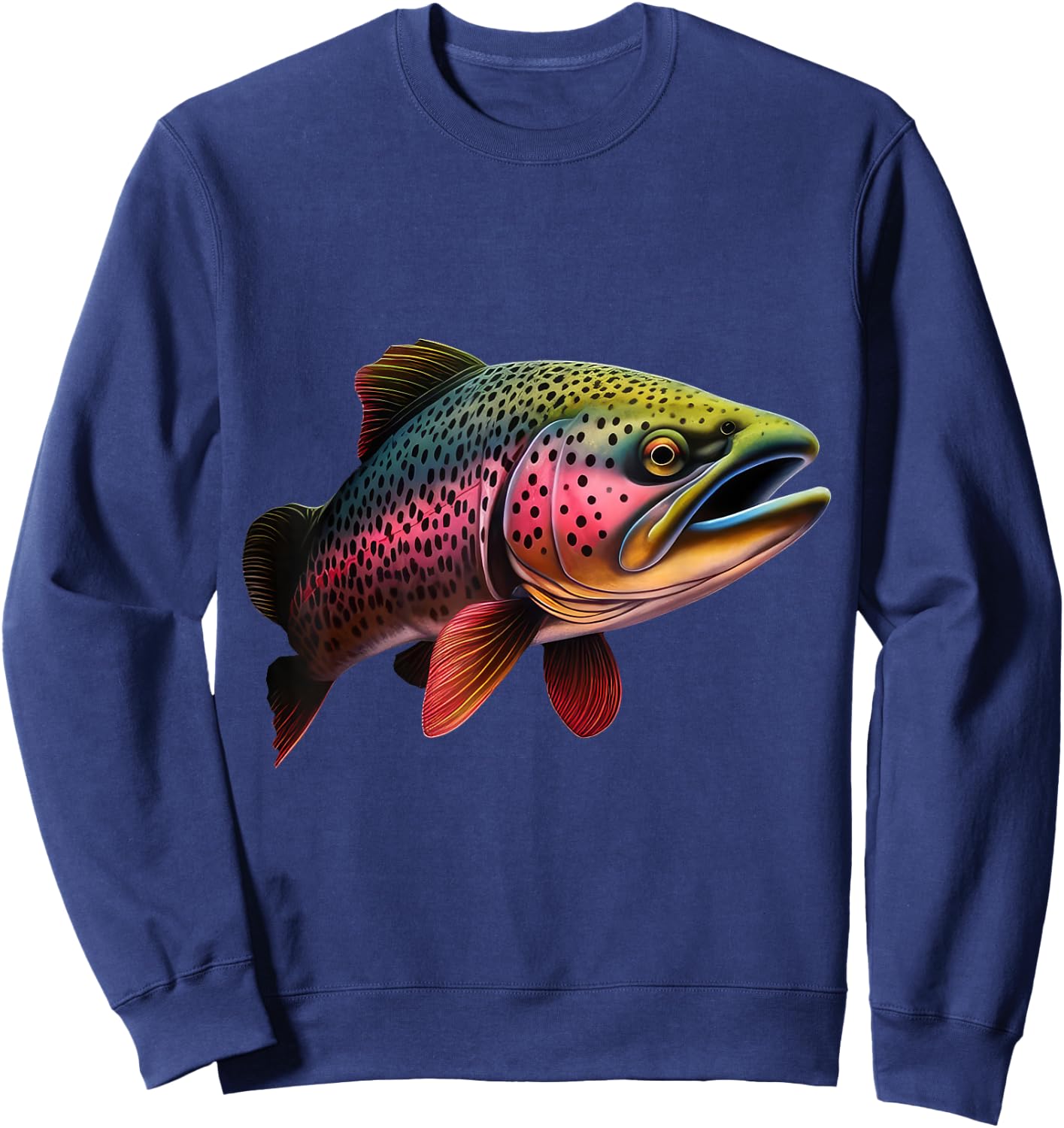 Rainbow Trout Graphic - Bold Fishing Wildlife Design Sweatshirt - Sweatshirt | Navy