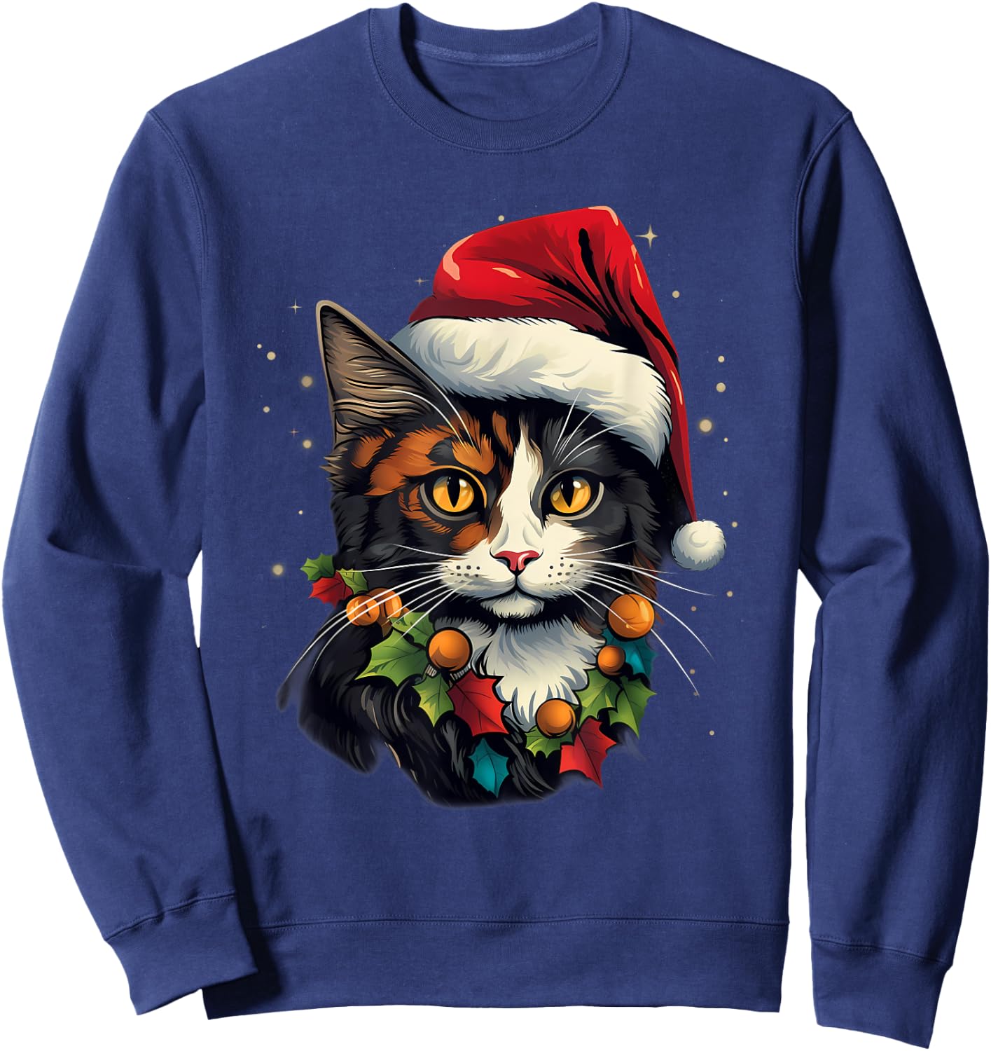 Merry Xmas Calico Cat Christmas Sweatshirt - Sweatshirt | Navy