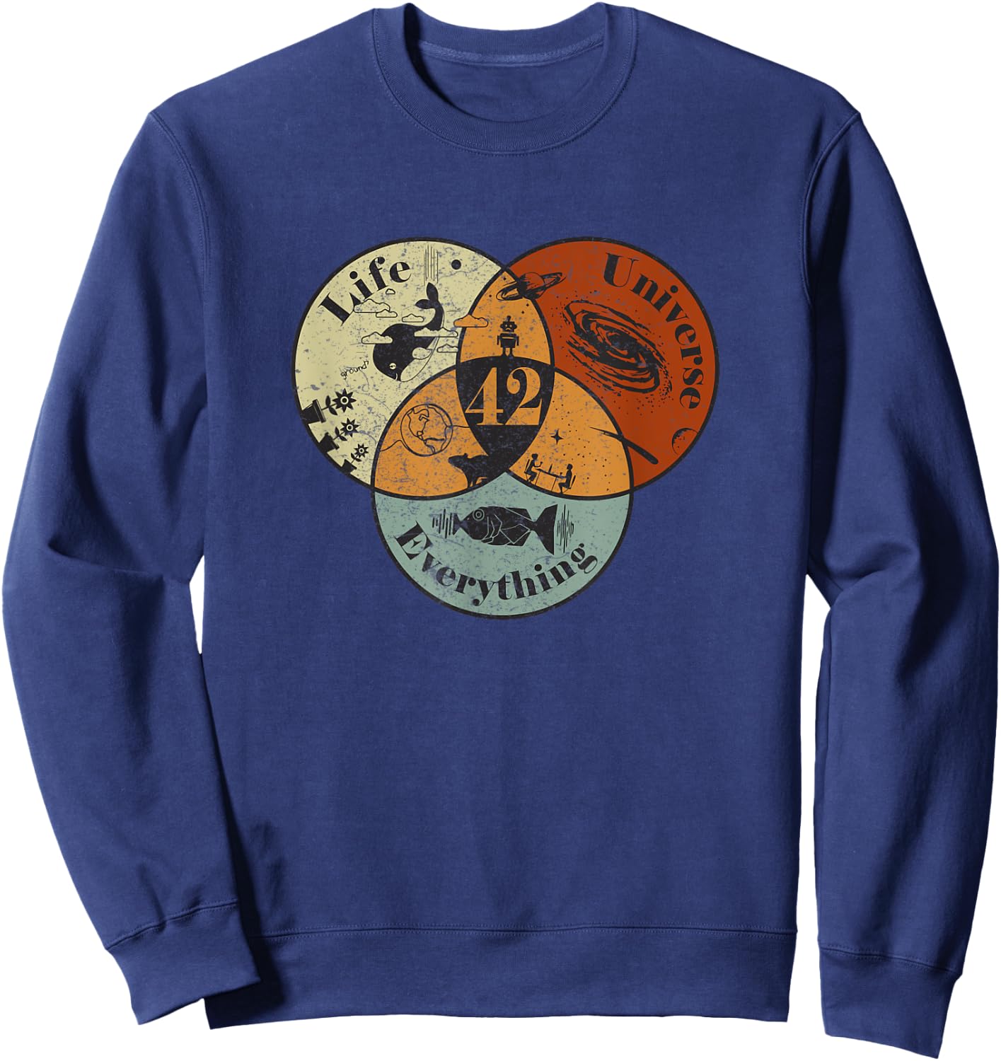 Venn Diagram Life The Universe And Everything - 42 Life Sweatshirt - Sweatshirt | Navy