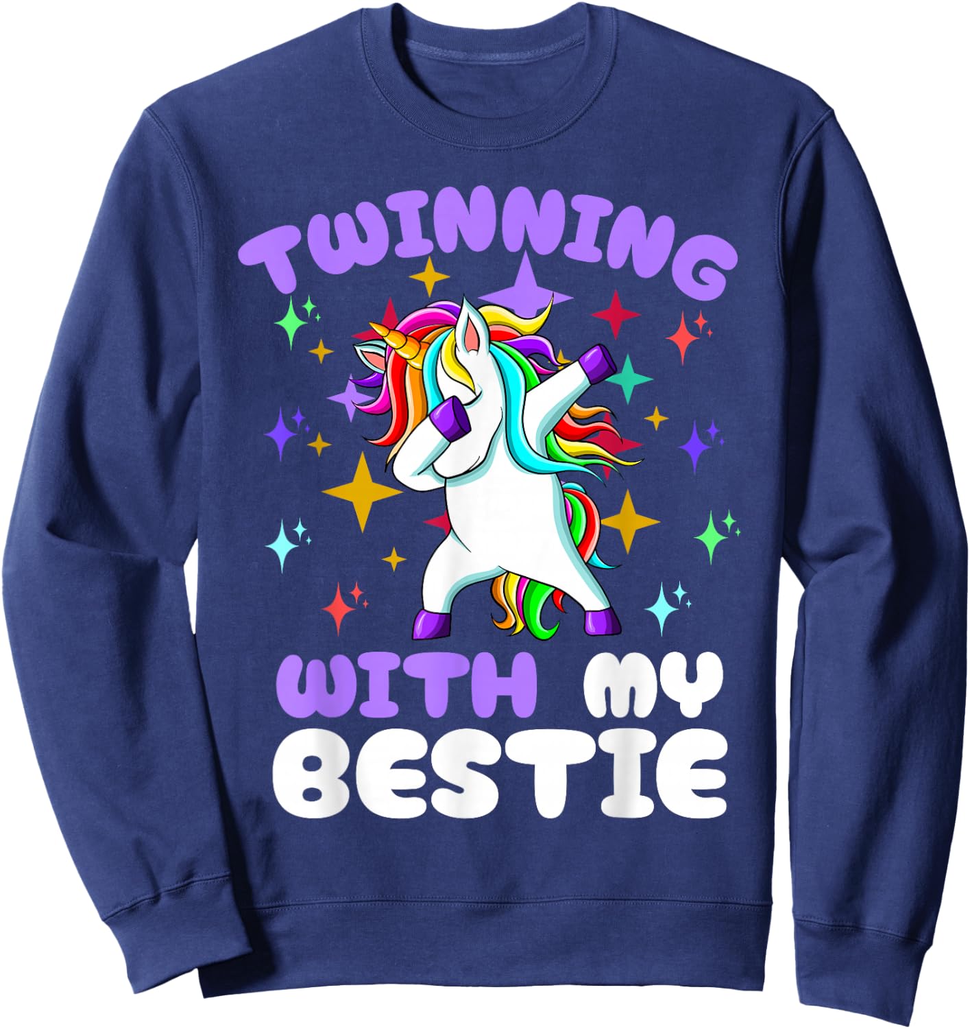 Twinning Unicorn Bestie Spirit Week Twin Day Best Friend Sweatshirt - Sweatshirt | Navy