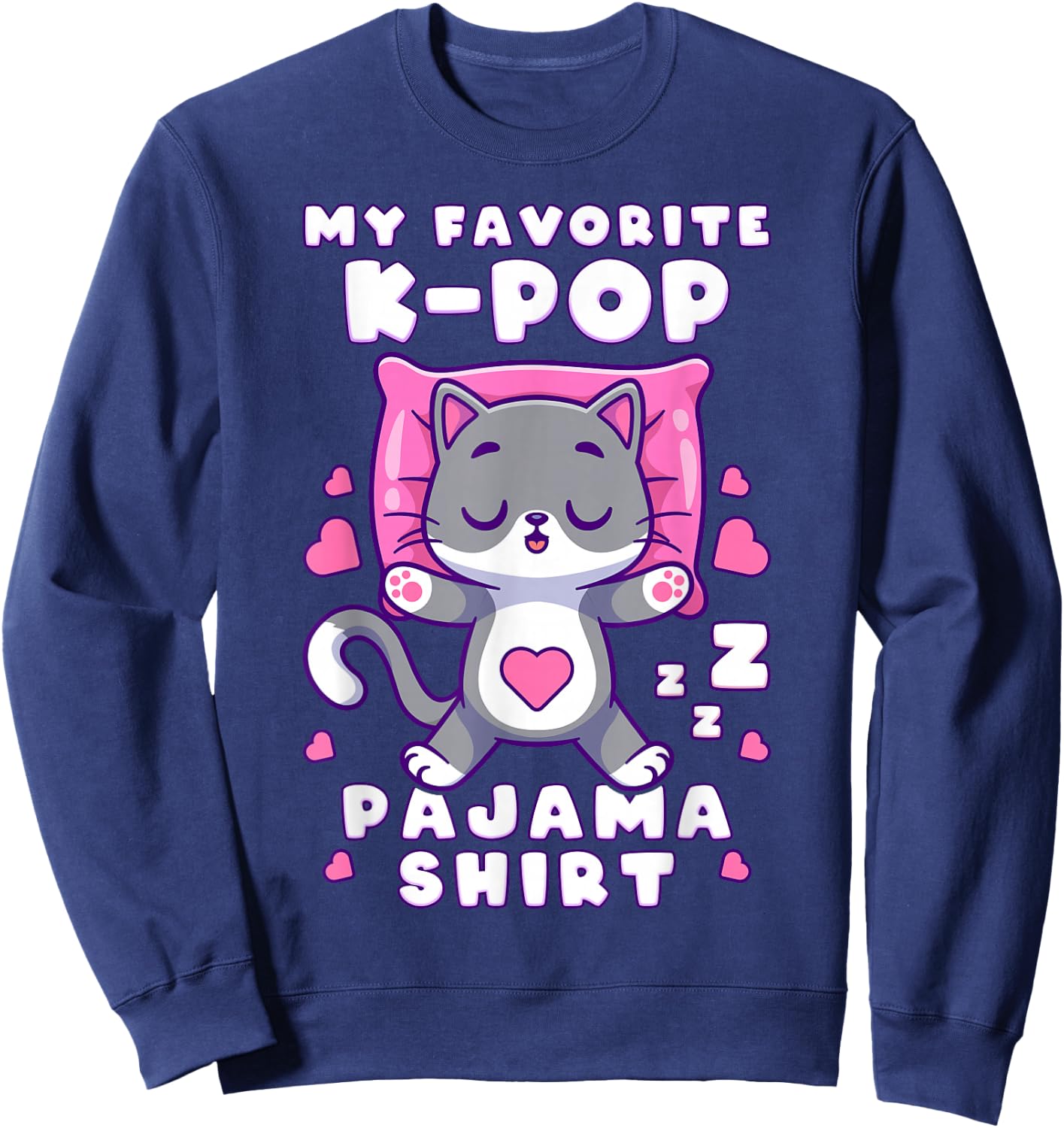 K-Pop Music Sleeping Cat K-Pop Pajamas Sweatshirt - Sweatshirt | Navy