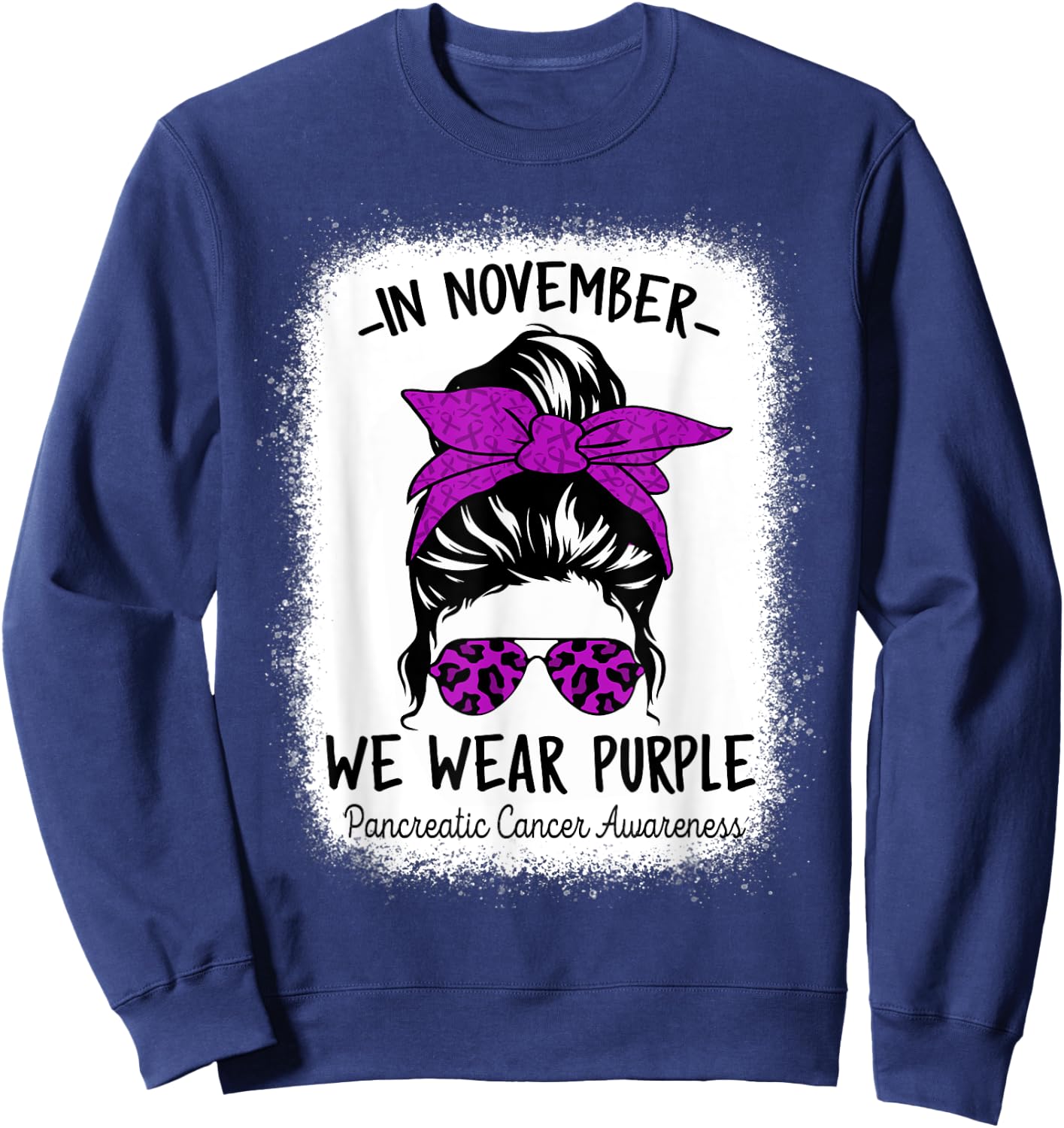 Women In November We Wear Purple Pancreatic Cancer Awareness Sweatshirt - Sweatshirt | Navy