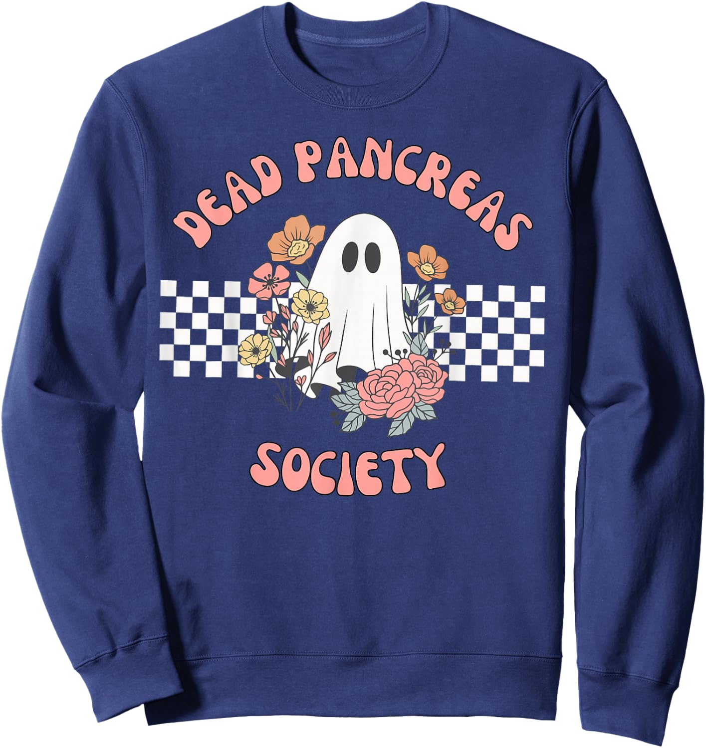 Dead Pancreas Society Funny Ghost Diabetes Awareness Sweatshirt - Sweatshirt | Navy