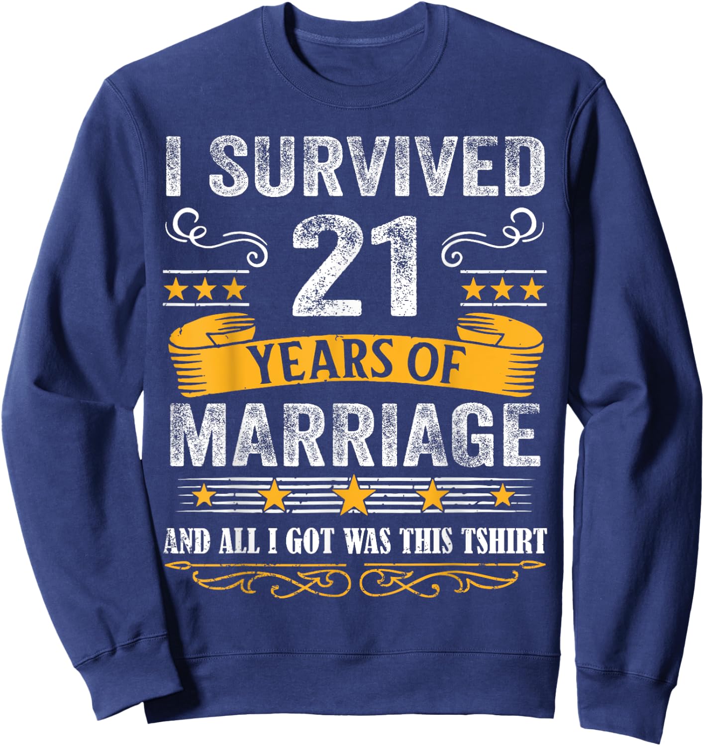 21st Wedding Anniversary shirt Couples Husband Wife 21 Years Sweatshirt - Sweatshirt | Navy