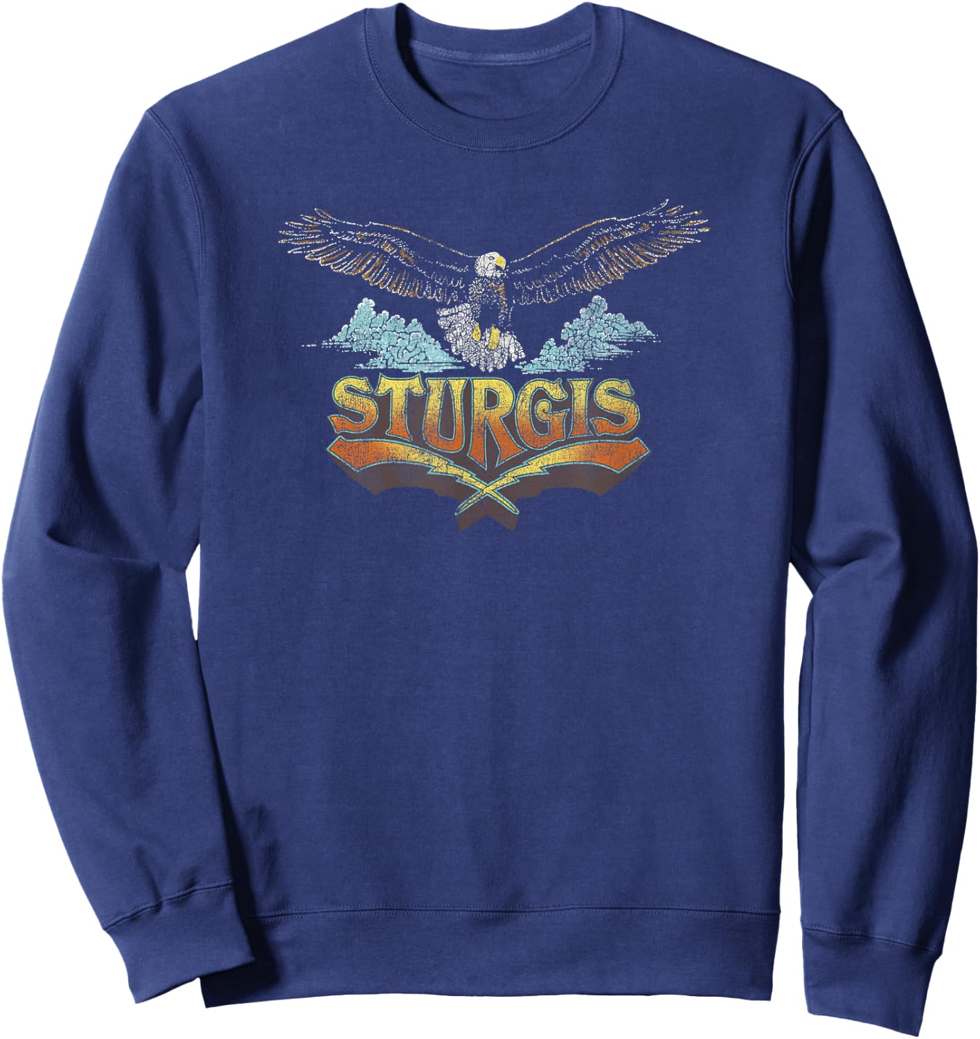 Trendy Sturgis Eagle Biker Centered Design Sweatshirt - Sweatshirt | Navy