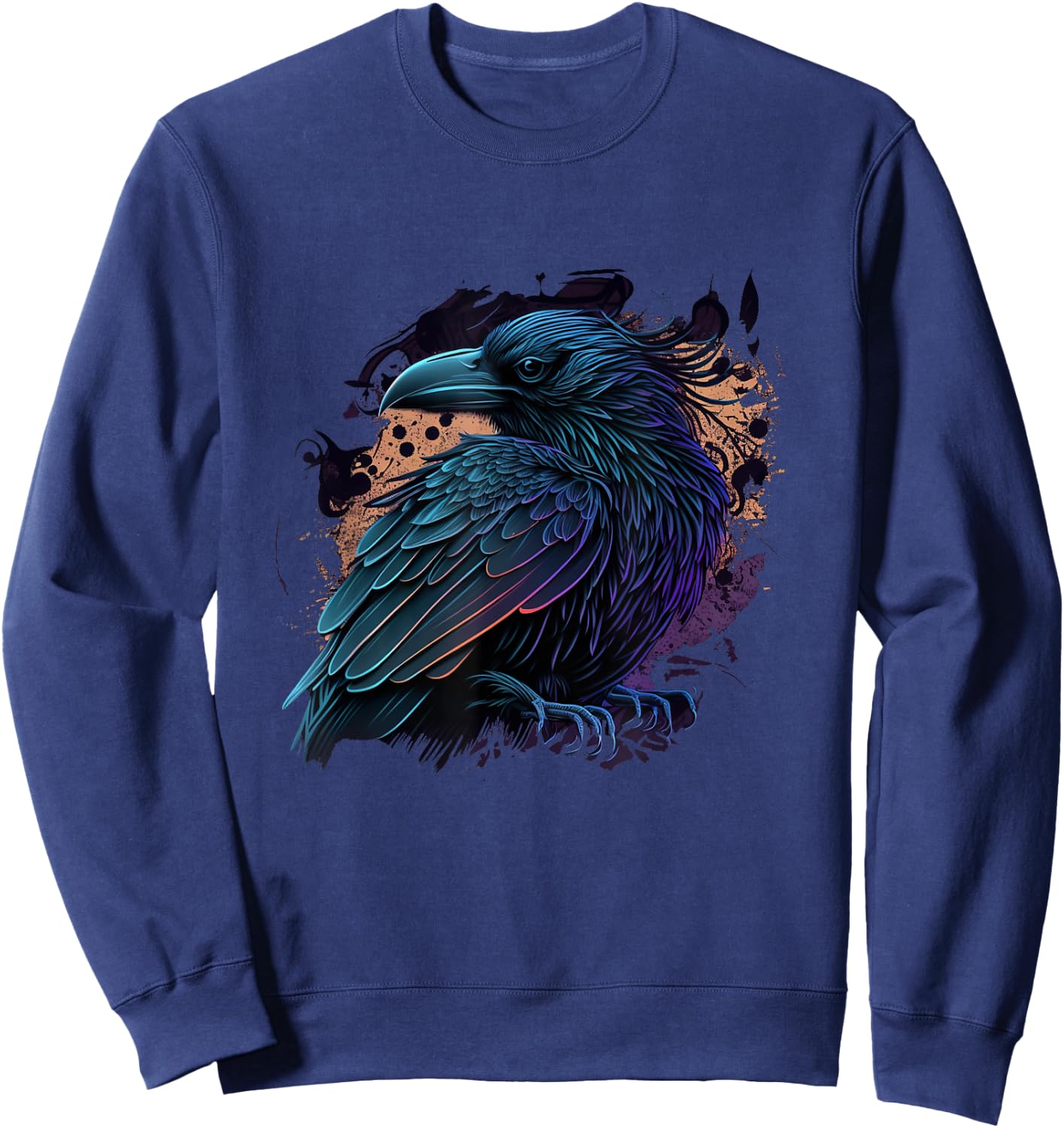 Raven Graphic Goth Black Crow Sweatshirt - Sweatshirt | Navy