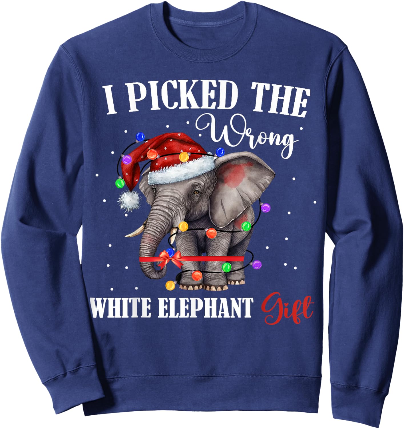 Funny White Elephant Gift Wrapped Elephant Dumb Gift Sweatshirt - Sweatshirt | Navy