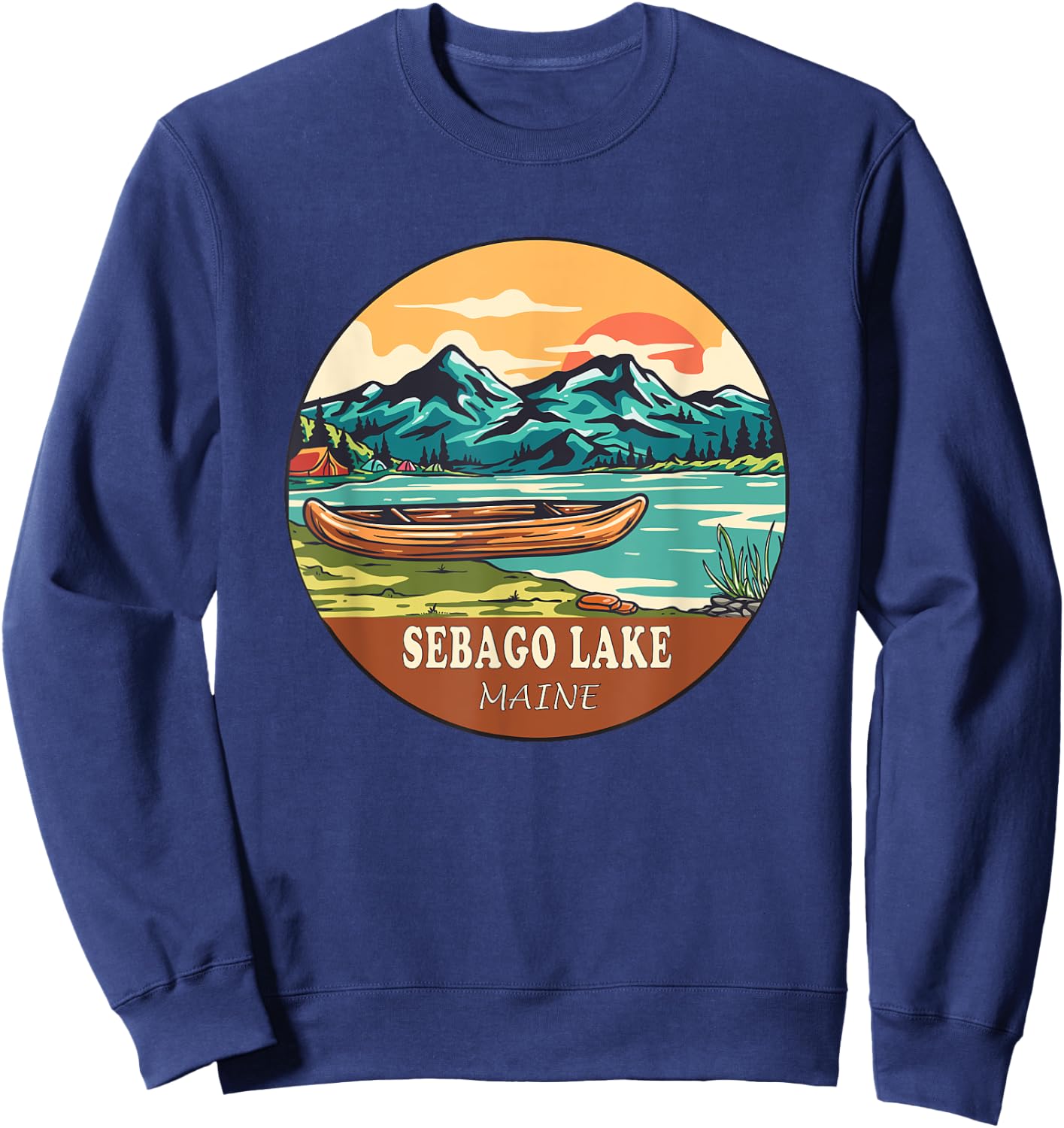 Sebago Lake Vintage Vacation Maine Sweatshirt - Sweatshirt | Navy