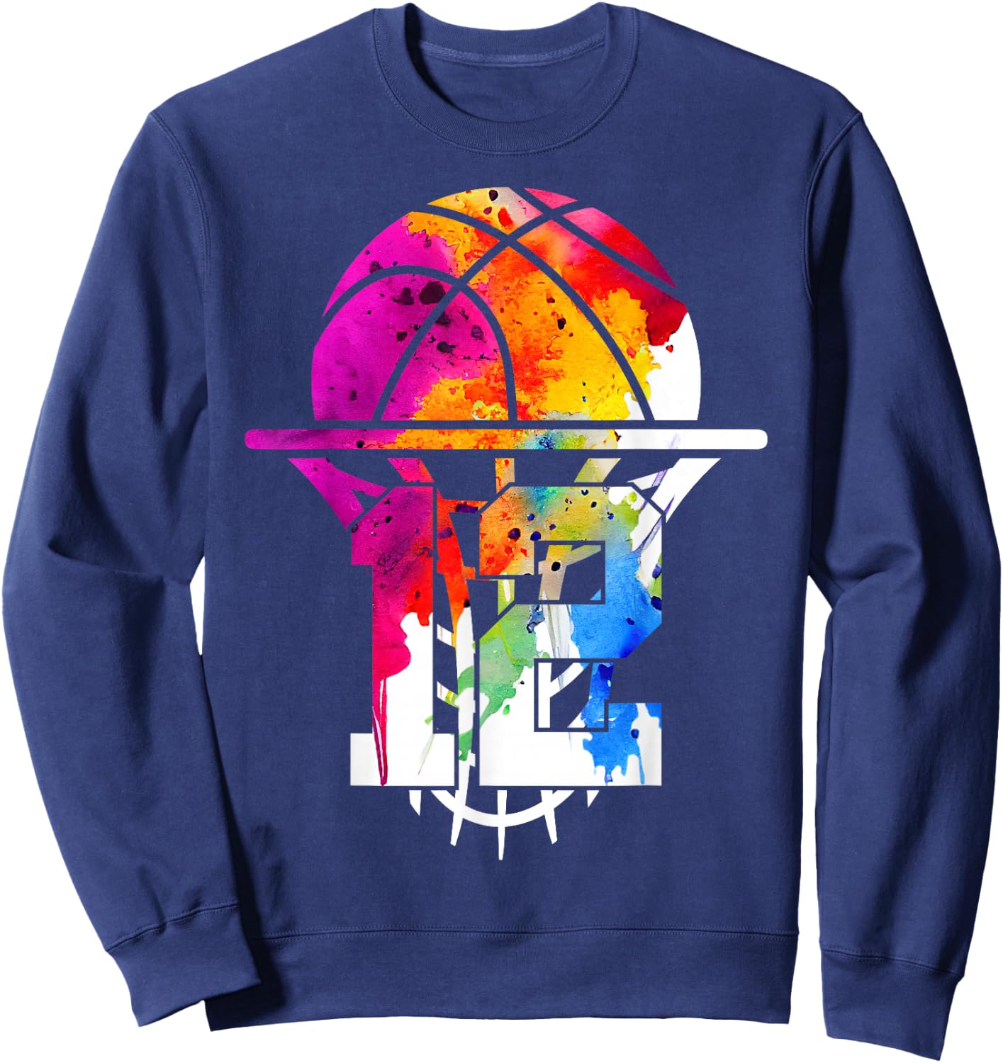 12 Years Basketball 12th Birthday Sweatshirt - Sweatshirt | Navy