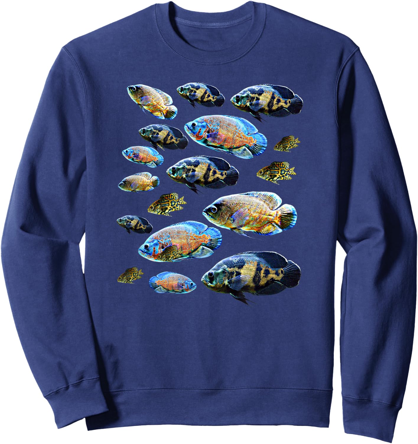 Tiger Oscar Cichlid Fish Sweatshirt - Sweatshirt | Navy