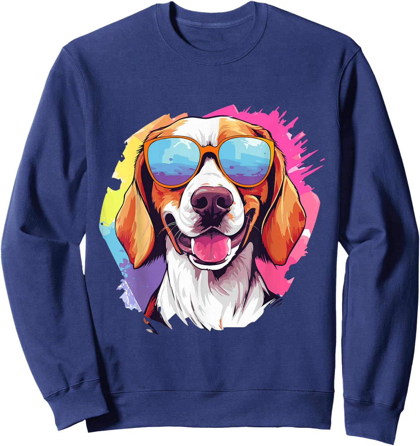 Colorful American Foxhound With Sunglasses Dog Lover Sweatshirt - Sweatshirt | Navy