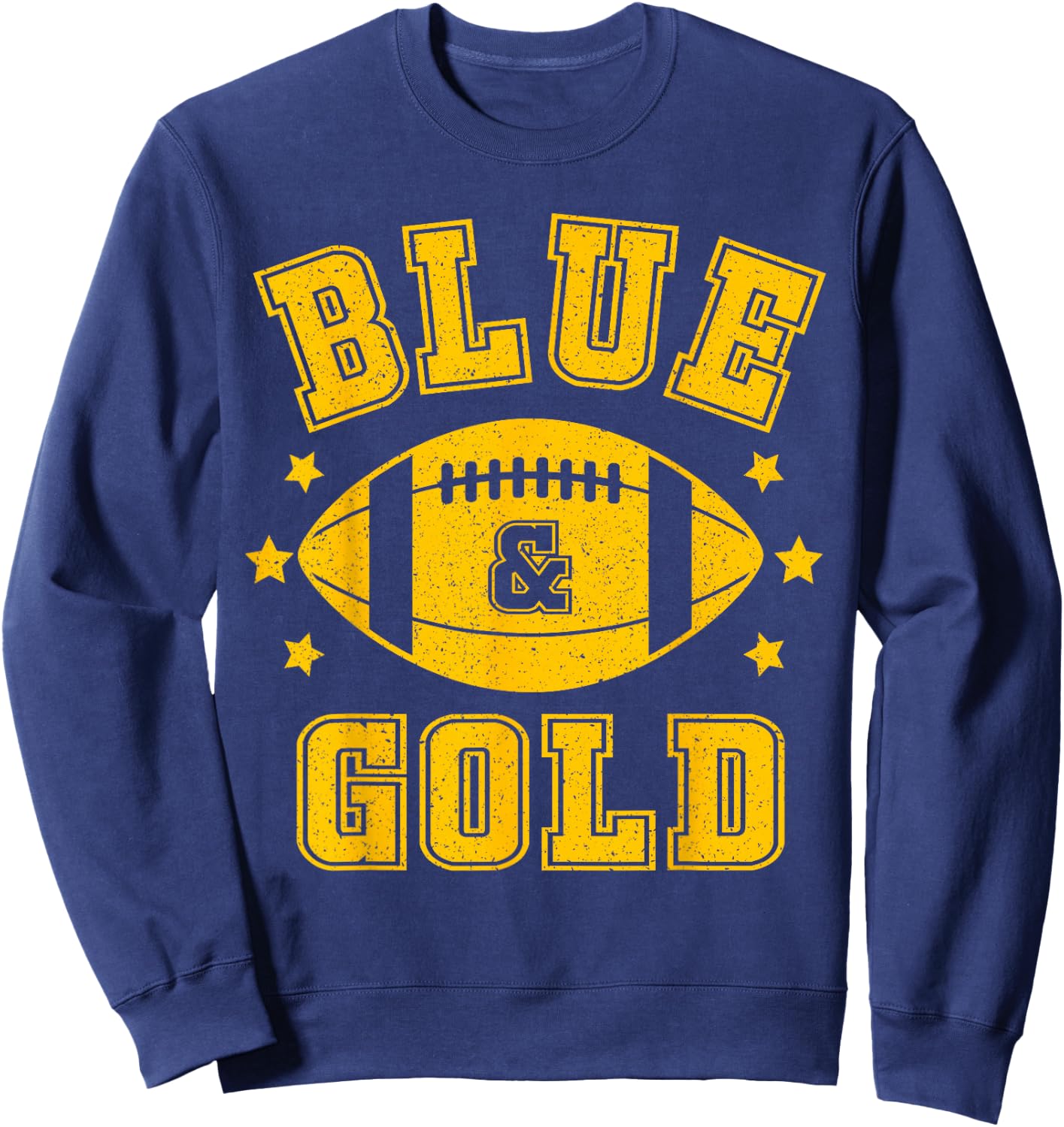 On Gameday Football We Wear Blue And Gold School Spirit Sweatshirt - Sweatshirt | Navy