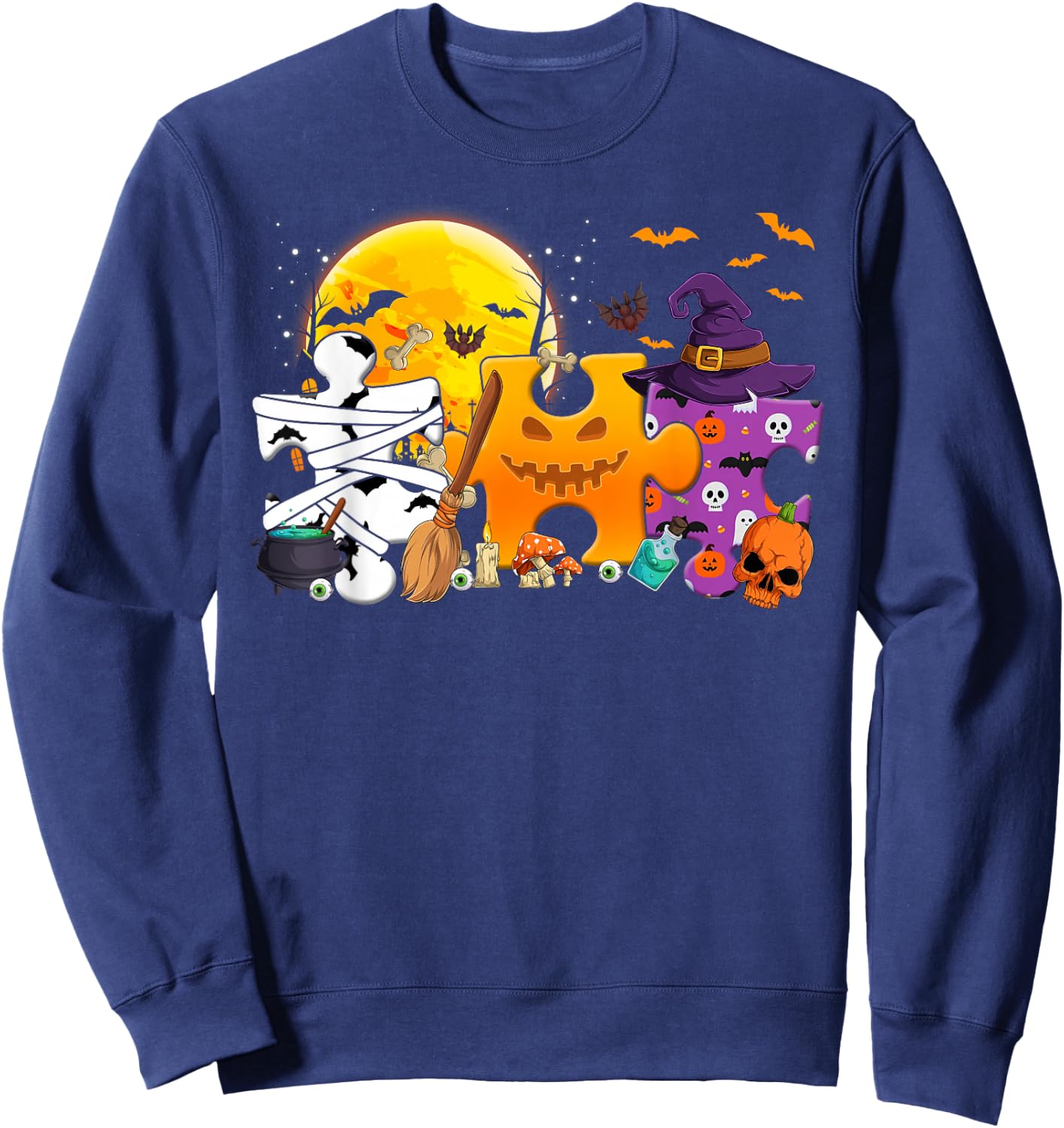 Autism Awareness Shirts Clearance - Funny Halloween Costume Sweatshirt - Sweatshirt | Navy