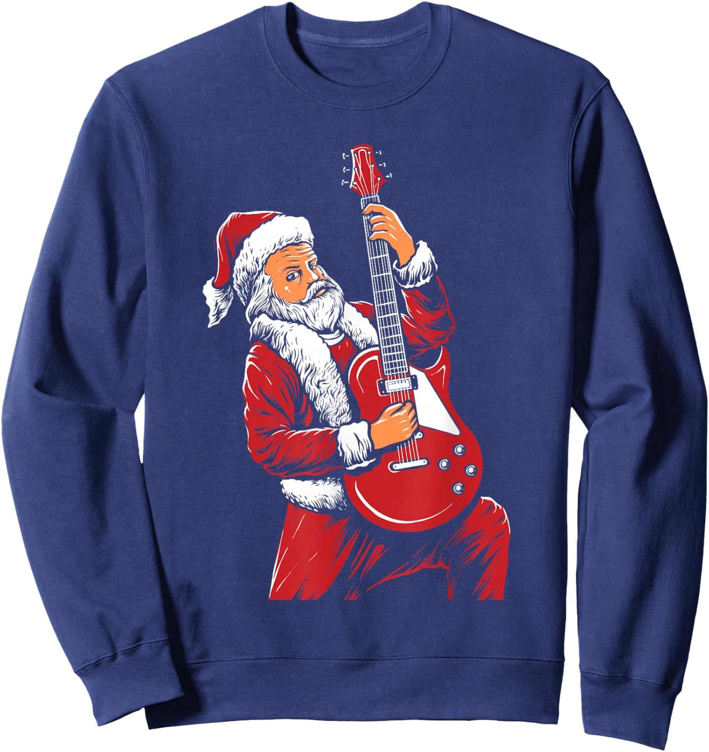 Santa Playing Guitar Christmas Pajama Musician Guitarist Sweatshirt - Sweatshirt | Navy