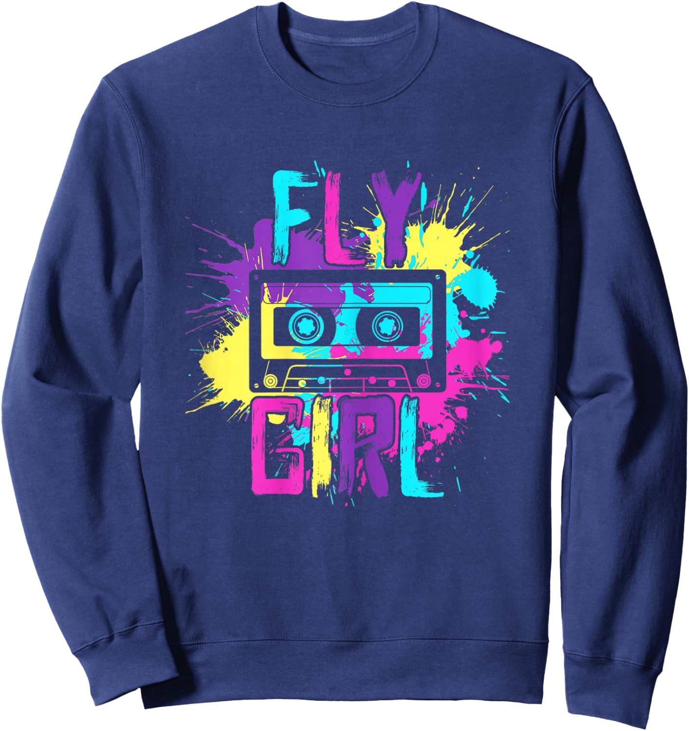 Fly Girl Hip Hop 80s 90s cassette B-girl Sweatshirt - Sweatshirt | Navy