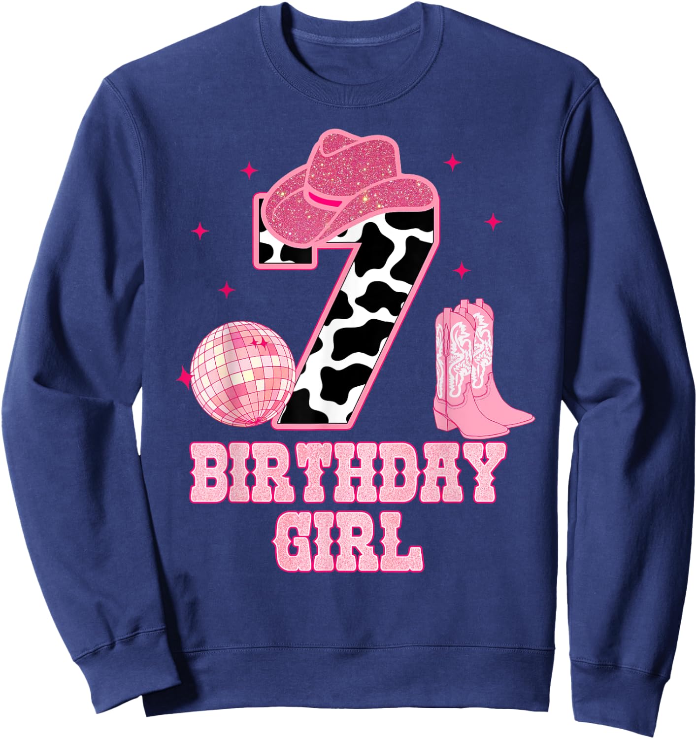 Happy 7th Birthday Girl Outfit Rodeo Western Cowgirl Cowboy Sweatshirt - Sweatshirt | Navy