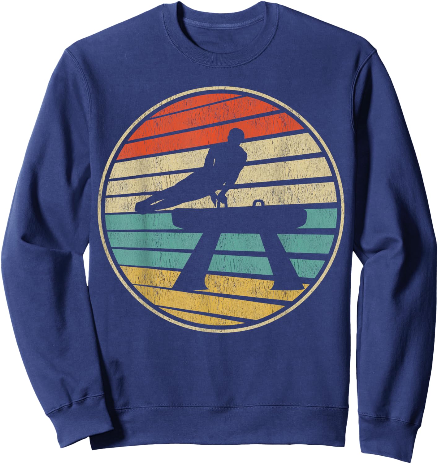 Cute Pommel horse Gift Retro Vintage 70s 80s Gymnastics Fun Sweatshirt - Sweatshirt | Navy
