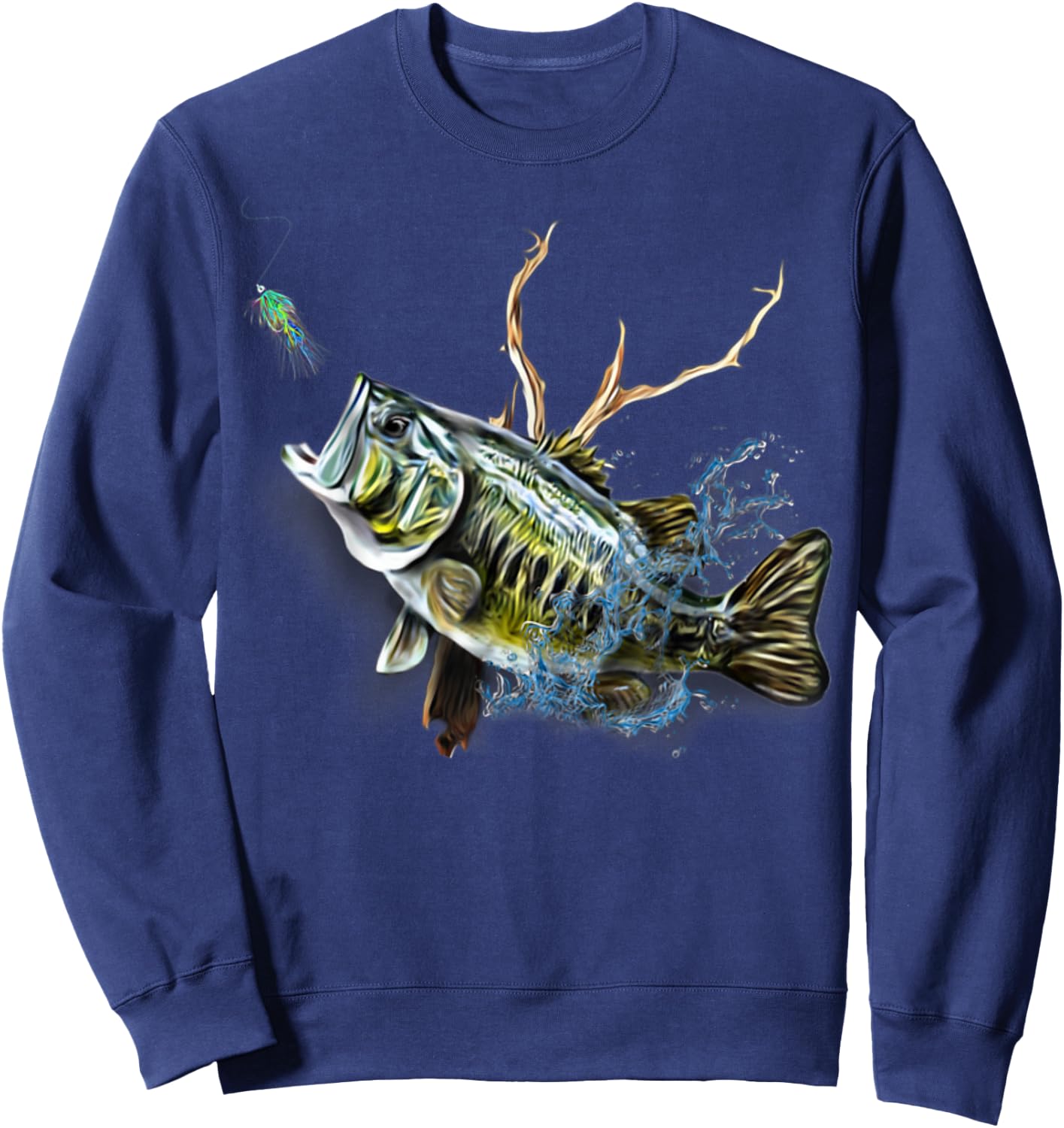 Largemouth Bass Fishing - Men, Women & Kids Largemouth Bass Sweatshirt - Sweatshirt | Navy