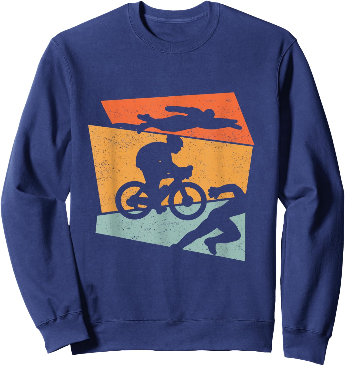 Triathlon Vintage Retro Swimming Cycling Running Athlete SC Sweatshirt - Sweatshirt | Navy