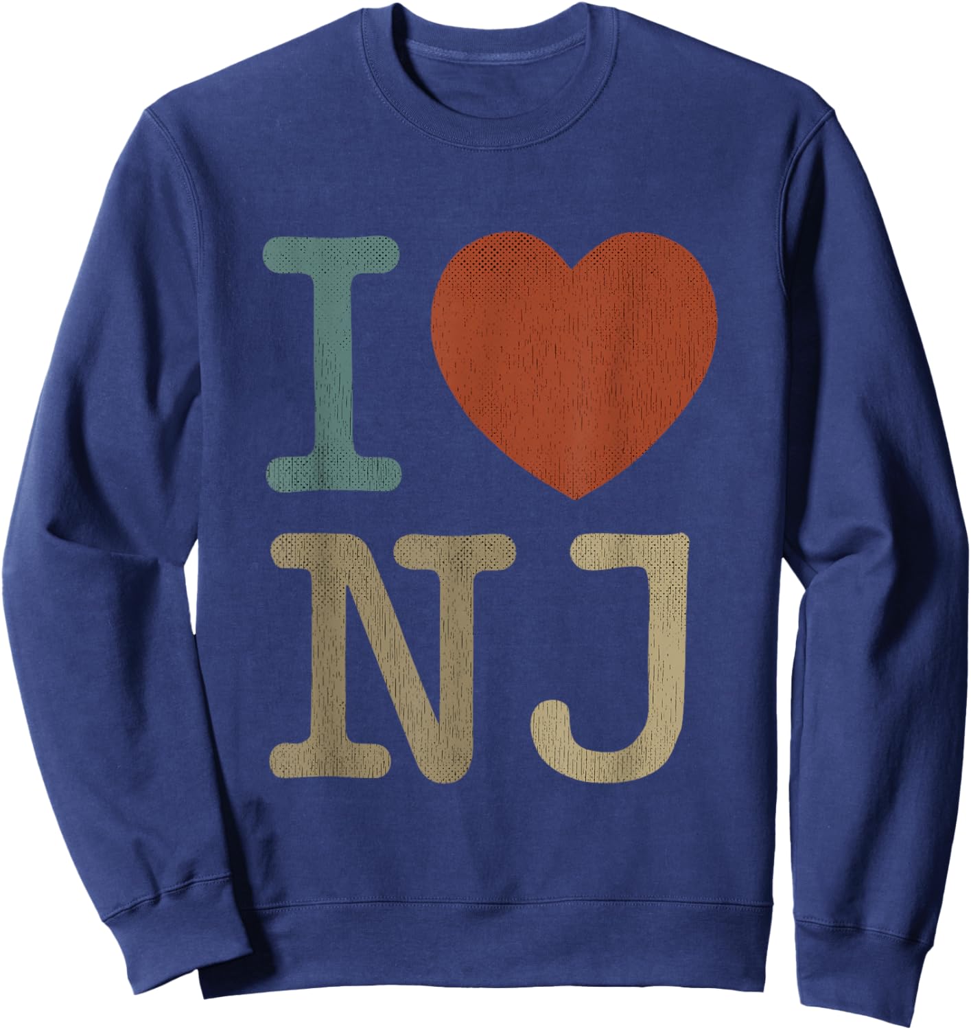 Retro I Love NJ Souvenir I Heart New Jersey Sweatshirt - Sweatshirt | Navy