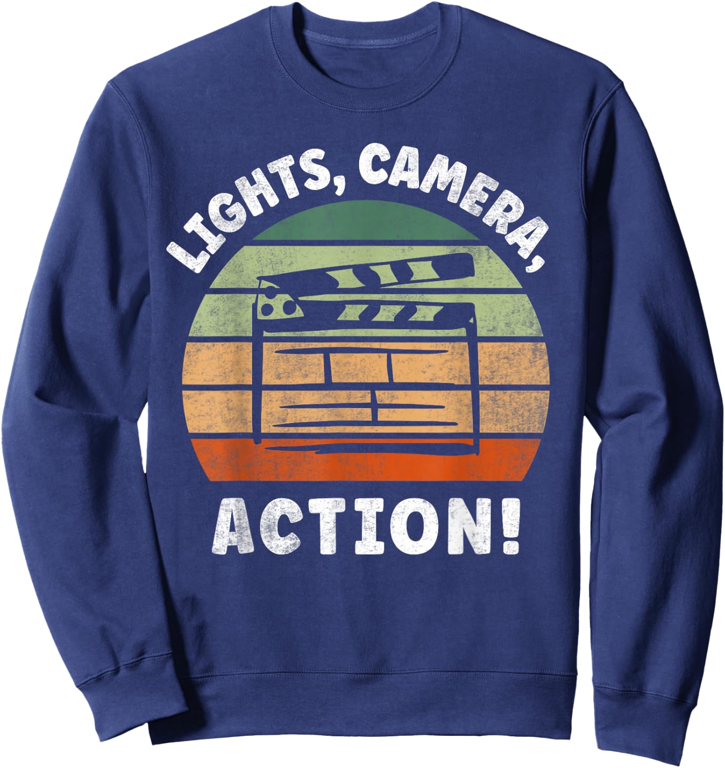 Lights Camera Action Movie Director Movie Clapper Board Sweatshirt - Sweatshirt | Navy