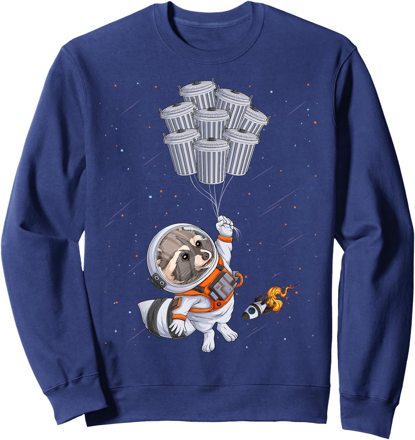 Astronaut animal funny Raccoon Moon trash cans space Sweatshirt - Sweatshirt | Navy