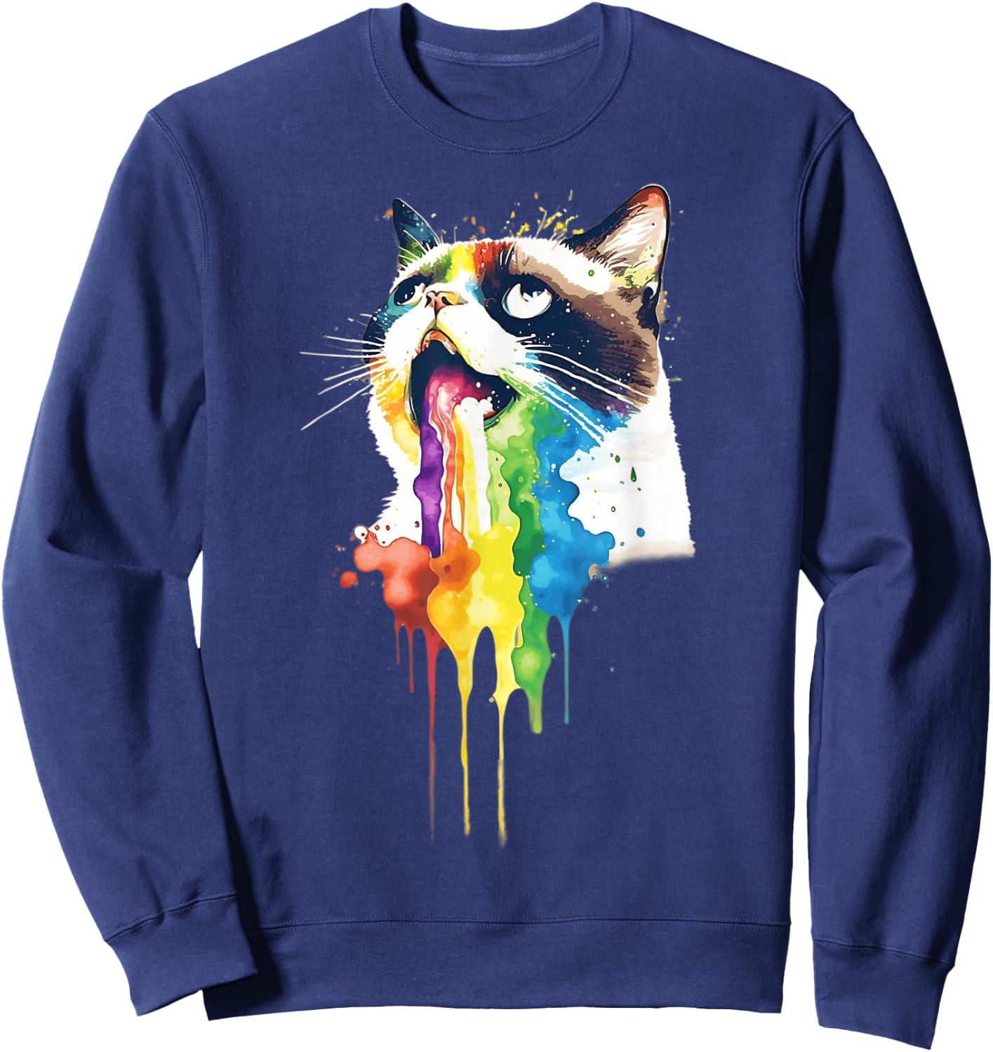 Wacky Barf Cat Rainbow Men Women Kids Sweatshirt - Sweatshirt | Navy