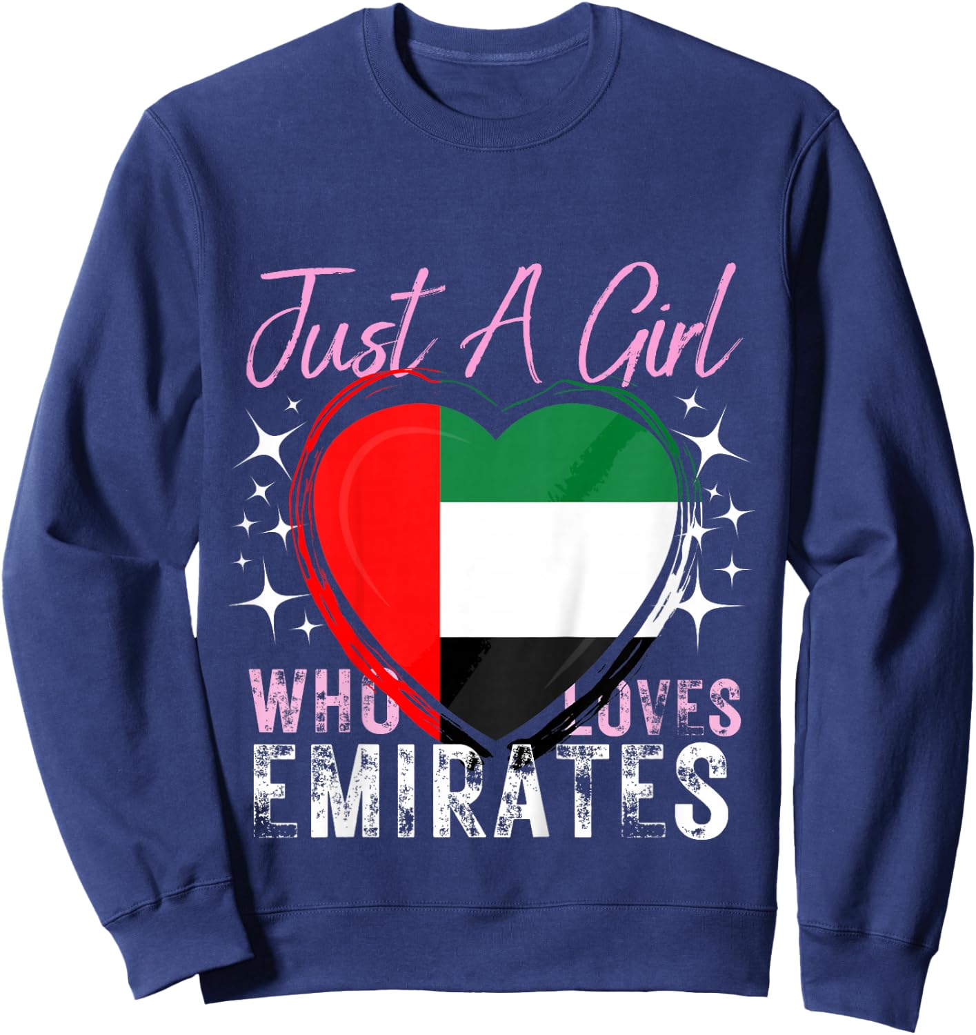 Just A Girl Who Loves UAE Emirates Heart Flag for Girls Sweatshirt - Sweatshirt | Navy