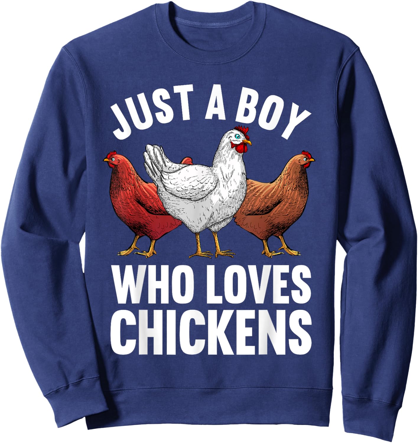 Funny Chicken Art Boys Farm Animal Chicken Farmer Sweatshirt - Sweatshirt | Navy