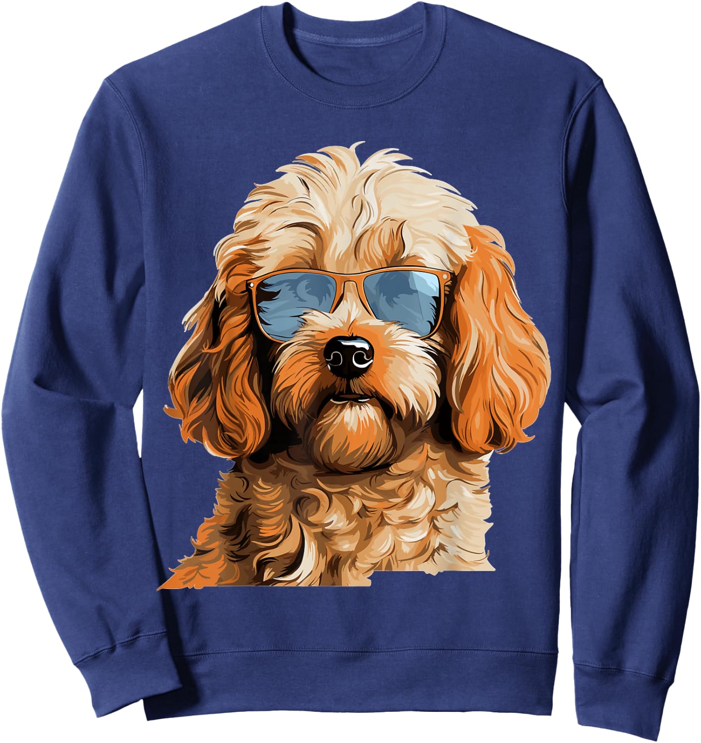 Cockapoo Dog Breed Pet with Sunglasses Sweatshirt - Sweatshirt | Navy