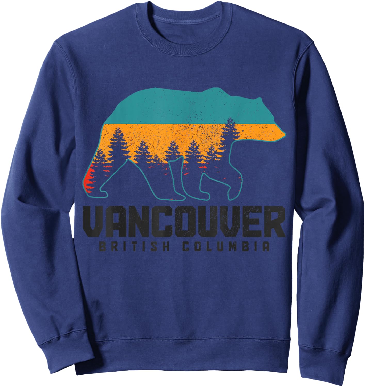 Vancouver BC British Columbia Bear Grizzly Outdoor Vintage Sweatshirt - Sweatshirt | Navy