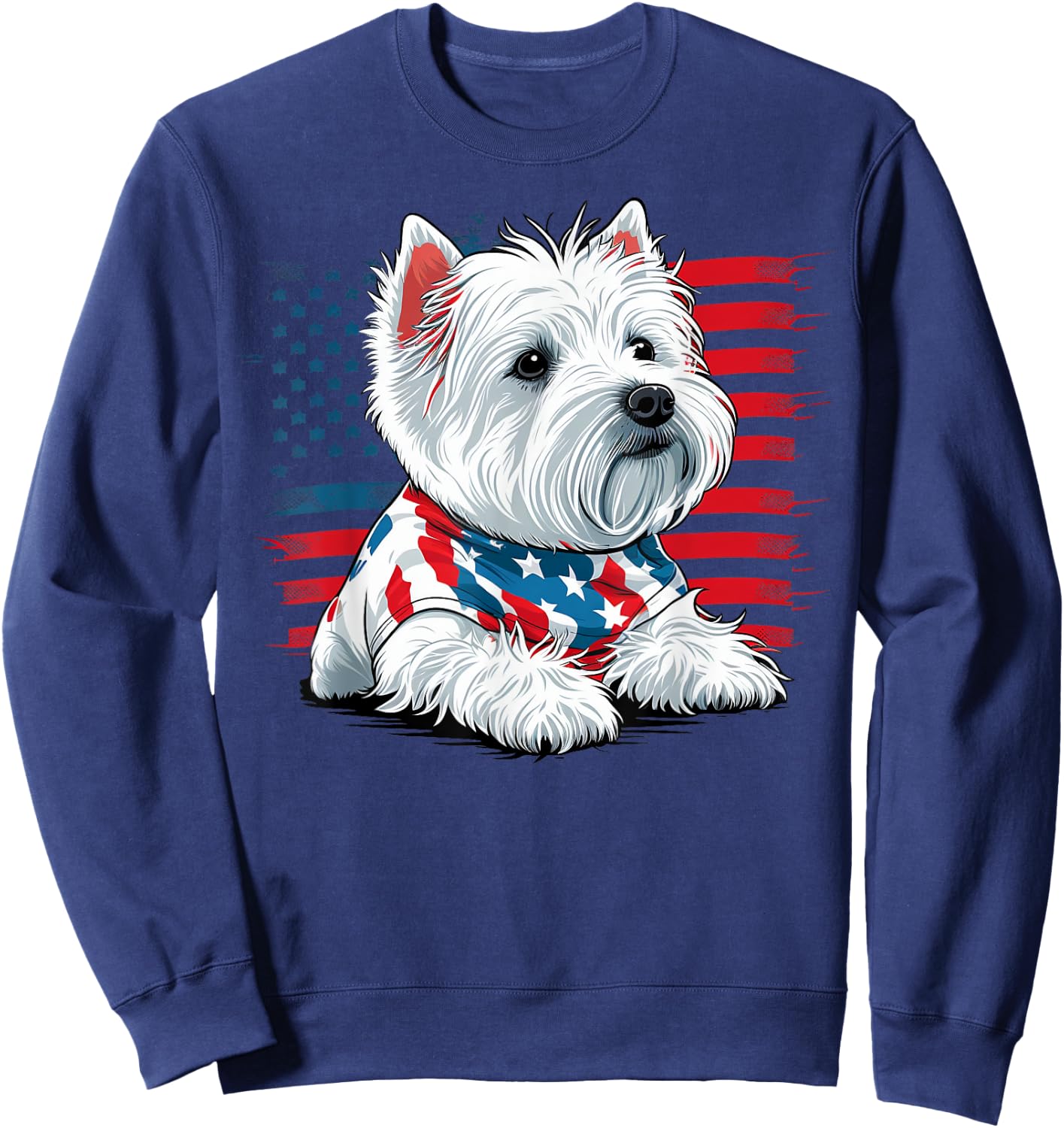 USA 4th Of July West Highland White Terrier American Westie Women Kids Men Sweatshirt - Sweatshirt | Navy