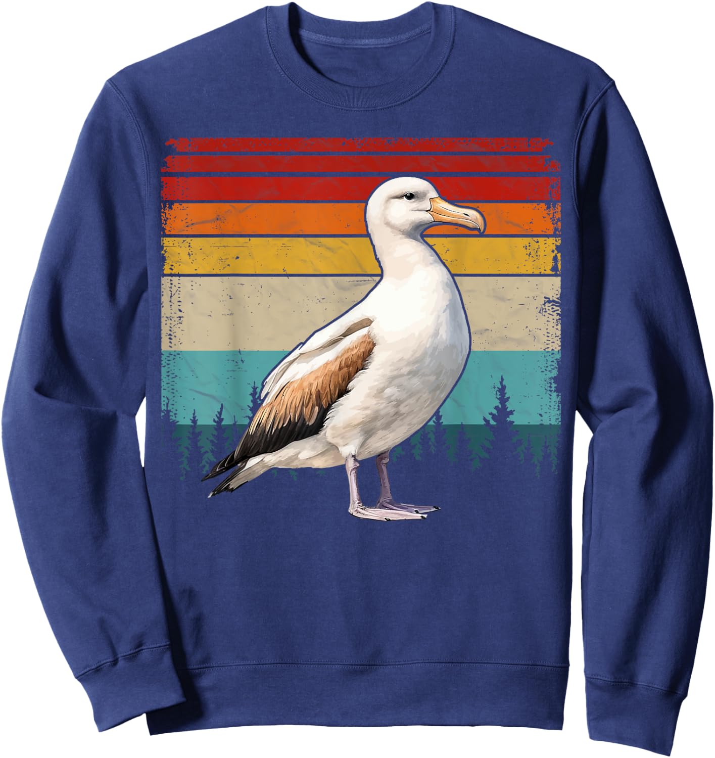 Albatross Vintage Distressed Retro Style Cool Albatross Bird Sweatshirt - Sweatshirt | Navy