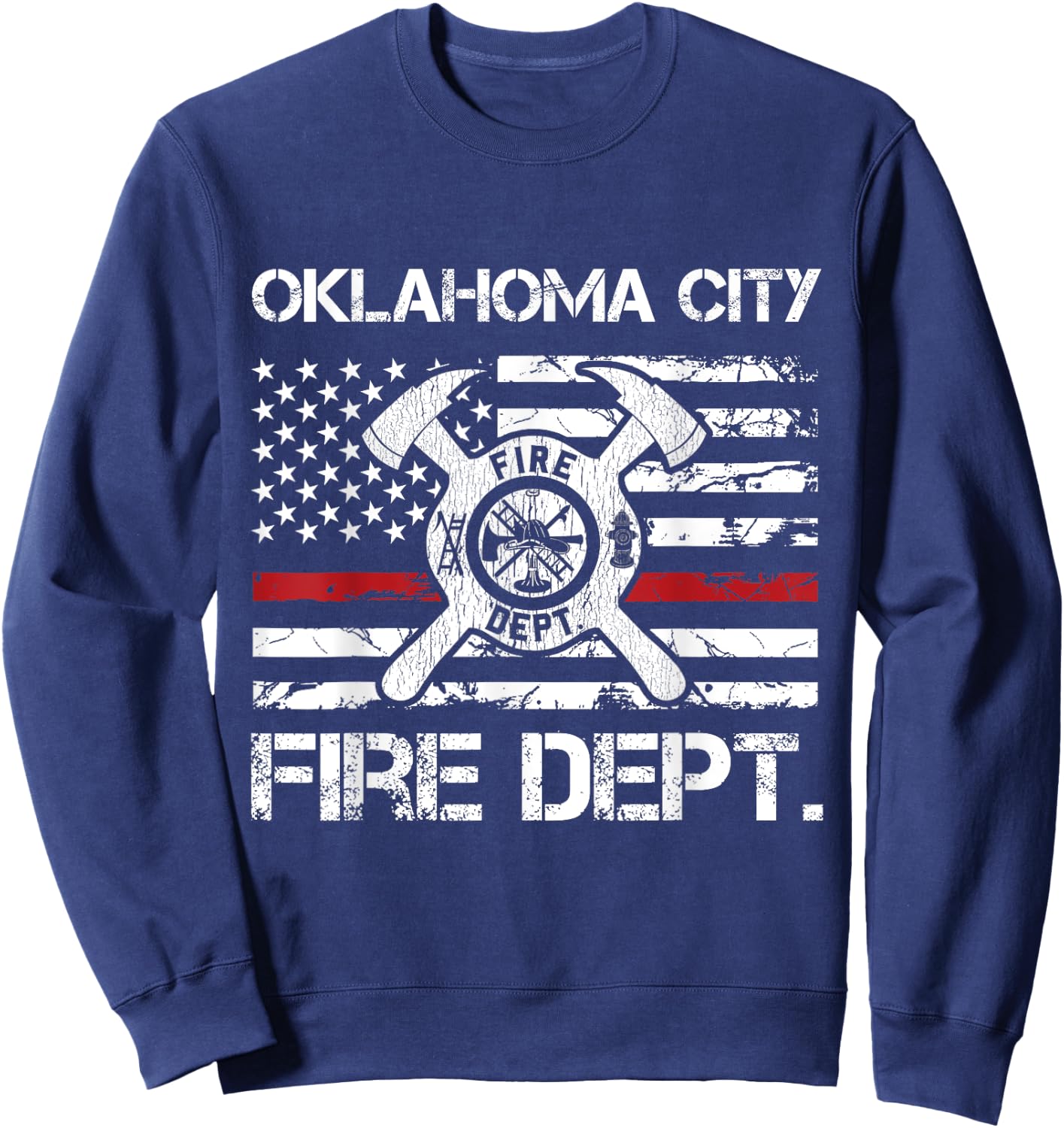 Oklahoma City Oklahoma Fire Department Thin Red Line Fireman Sweatshirt - Sweatshirt | Navy