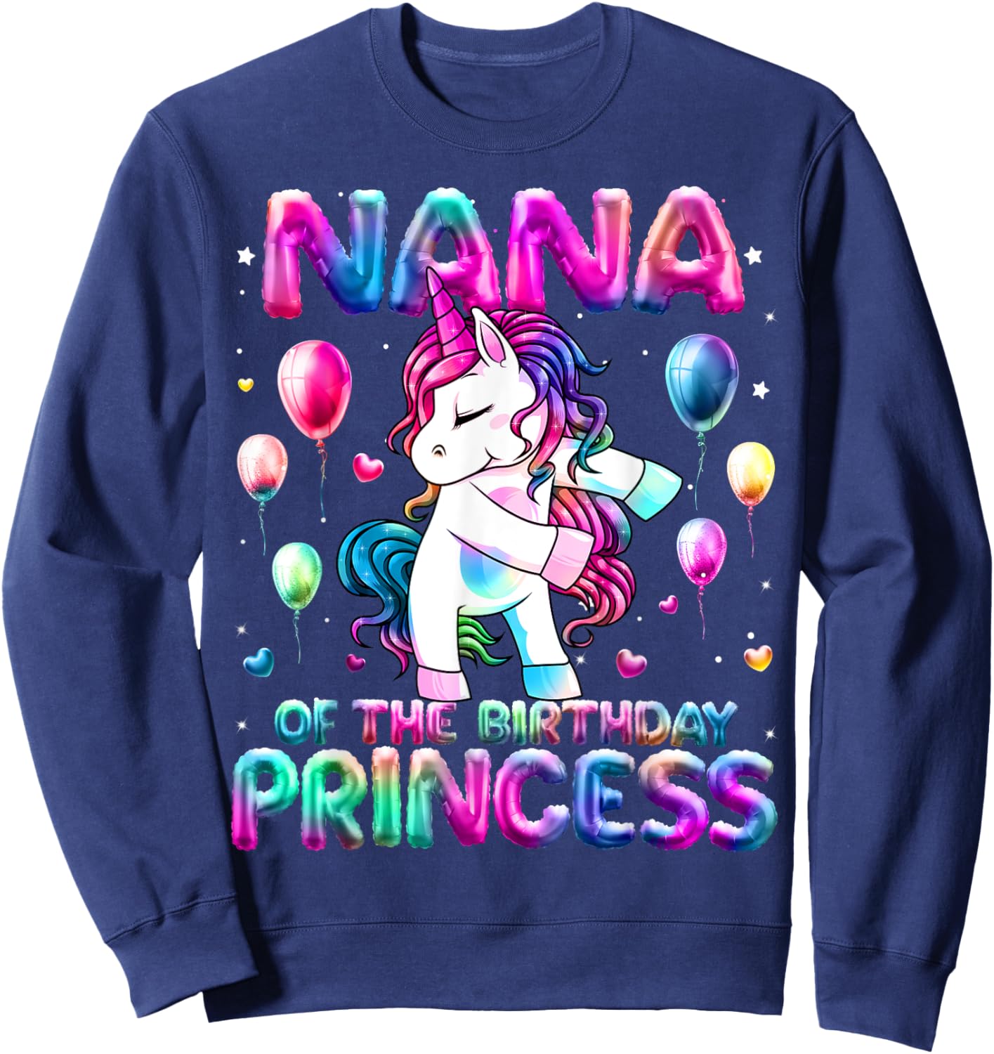 Grandma of the Birthday Princess Girl Flossing Unicorn Nana Sweatshirt - Sweatshirt | Navy