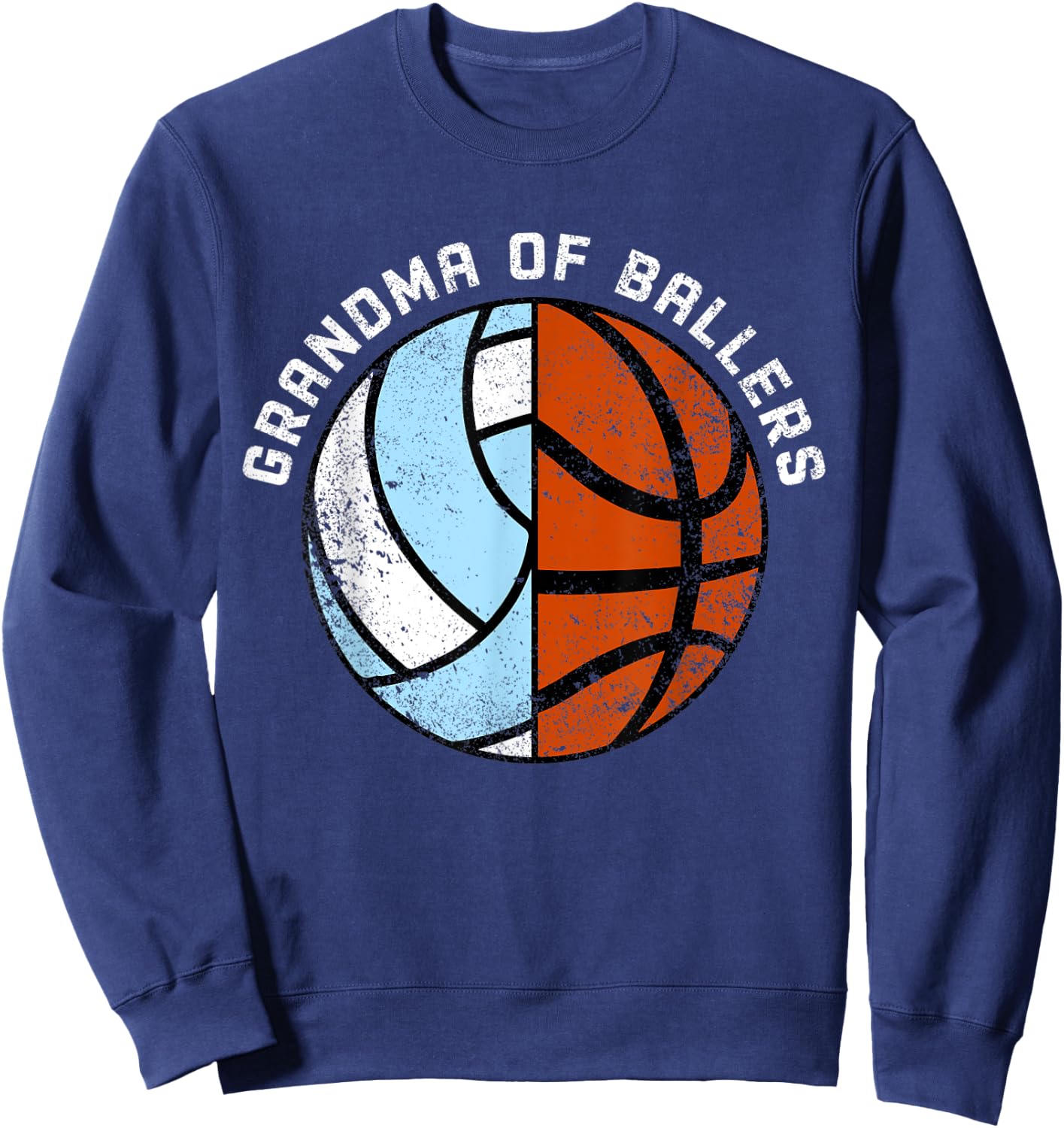 Grandma Of Ballers Funny Volleyball Basketball Grandma Sweatshirt - Sweatshirt | Navy